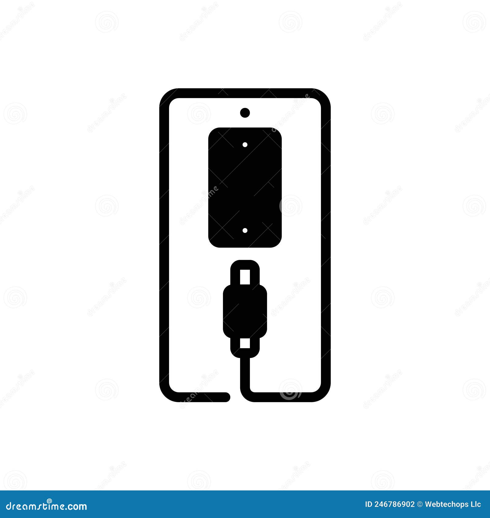 Black Solid Icon for Connector, Adapter and Plug Stock Vector