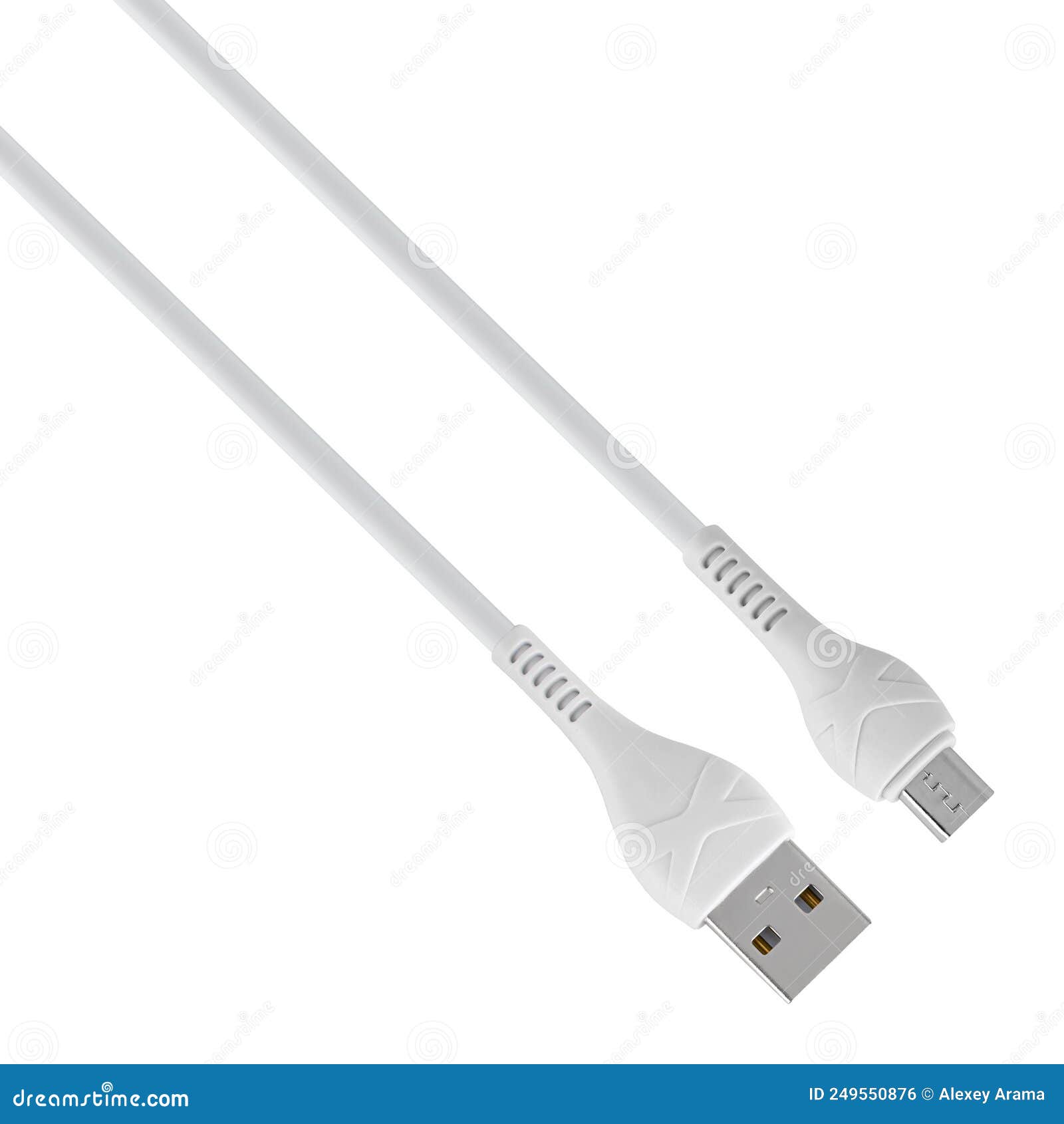 Connector with Cable, USB, Micro USB, White, Isolated on White Background Stock Photo Image of