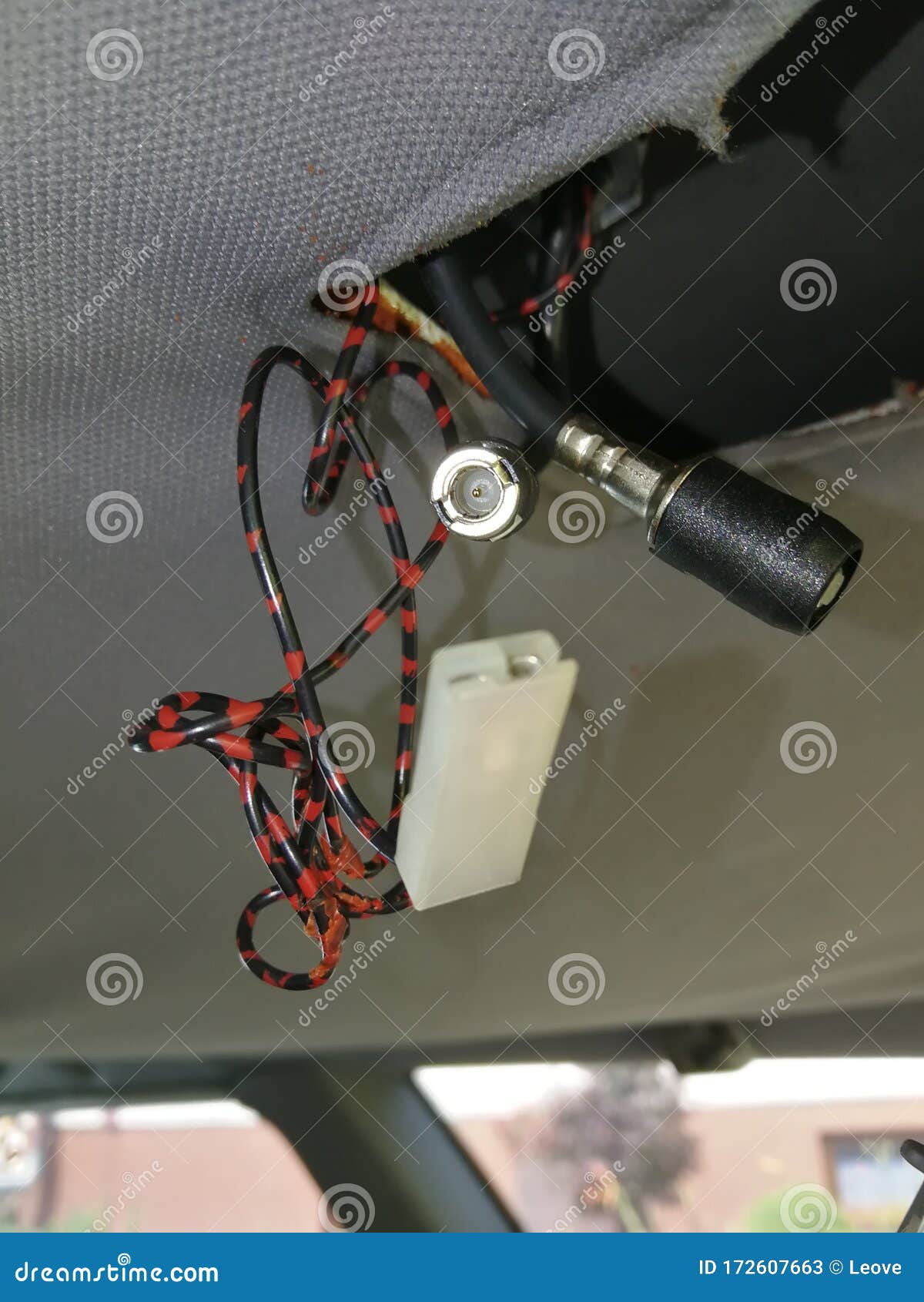 Connectors Car Antenna, Three, Hanging from the Car Roof Stock Image