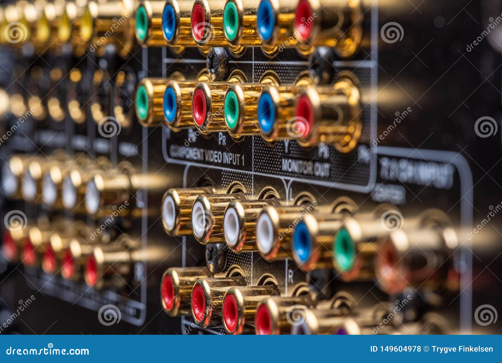 Connectors and Terminals of a Home Theatre Receiver Stock Photo Image