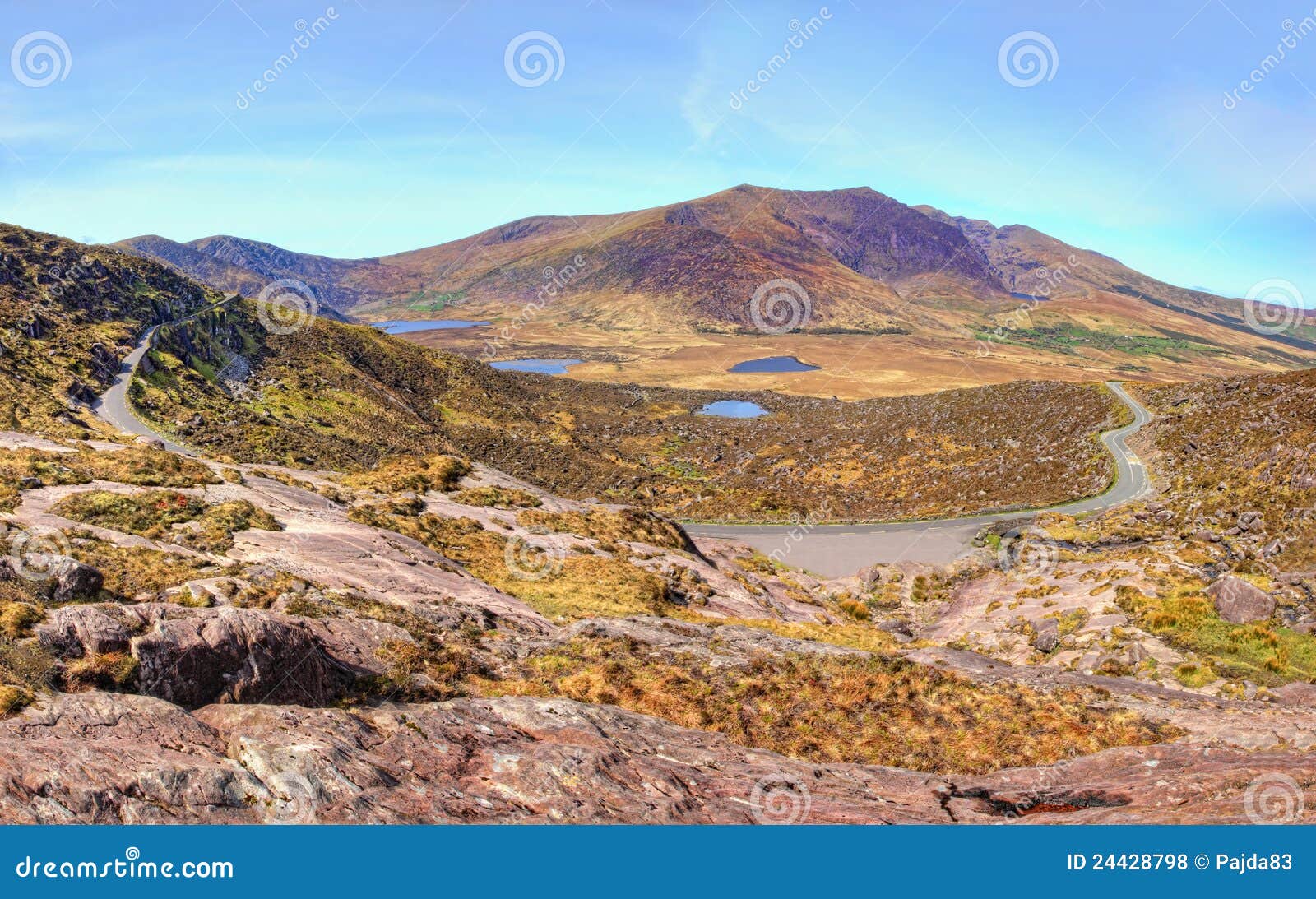 conor pass in the mountains of dingle, ireland.