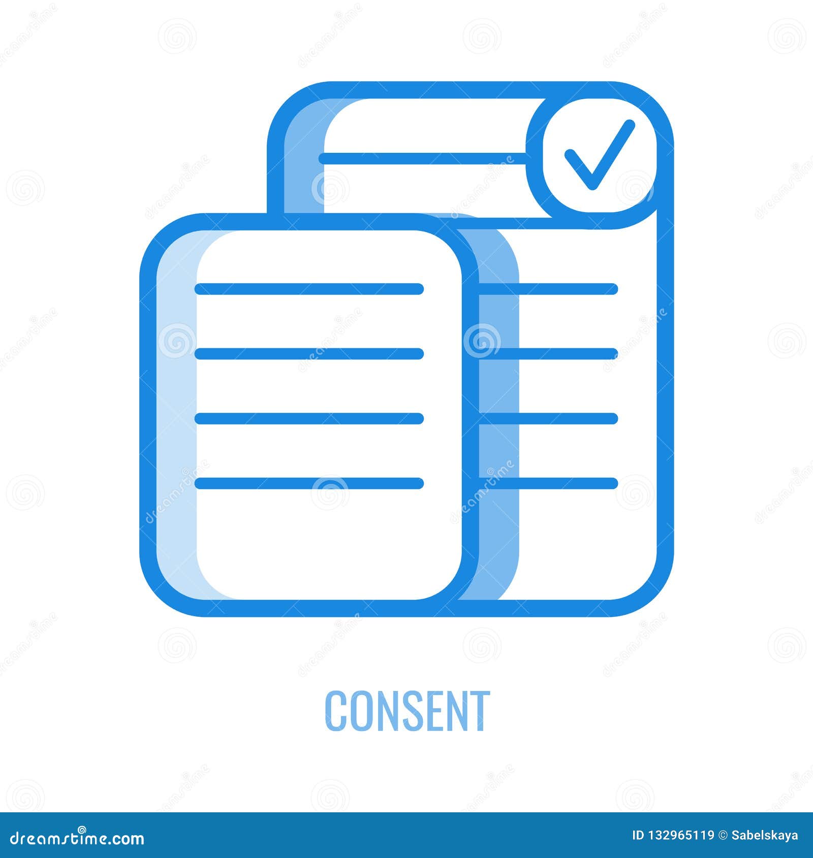 Consent Line Icon Outline Symbol of Documents with Personal