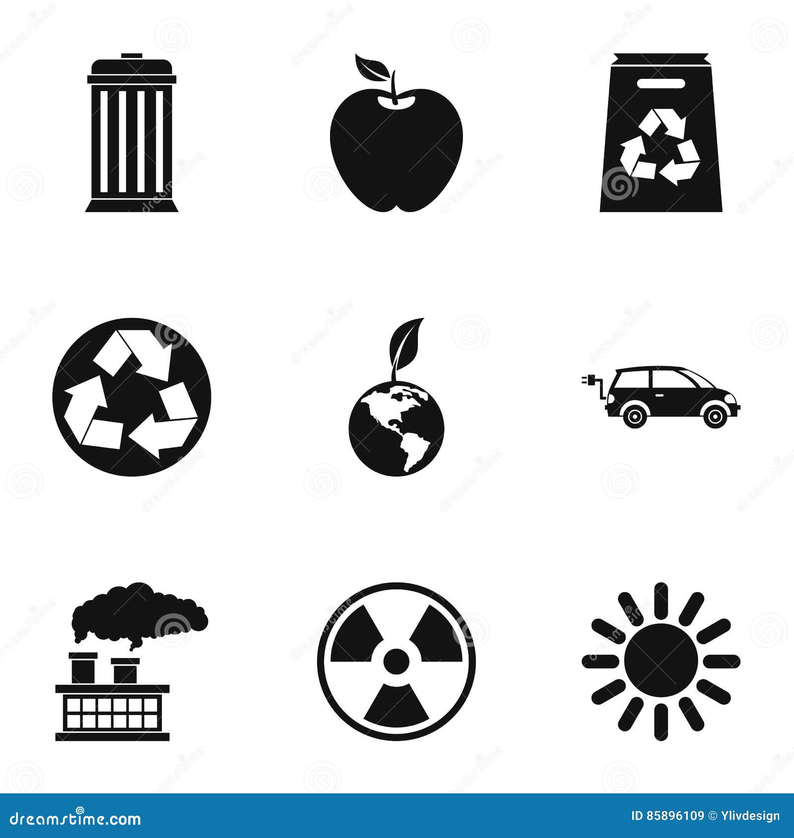Conservation Icons Set, Simple Style Stock Vector Illustration of design, object 85896109