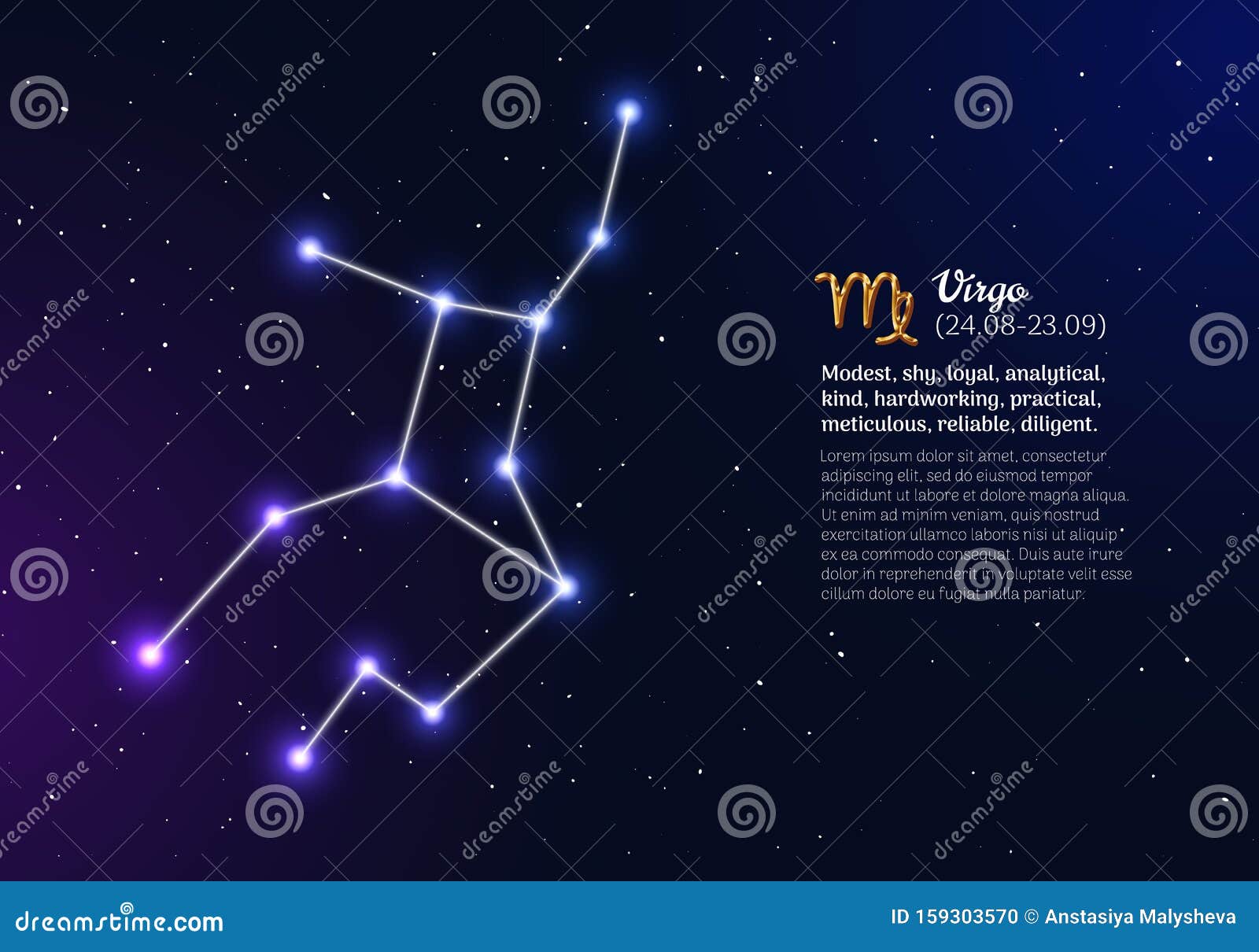 Constelacia N Zodiacal Virgo Con Estrellas Brillantes Ilustracion Del Vector Ilustracion De Trabajador Fecha