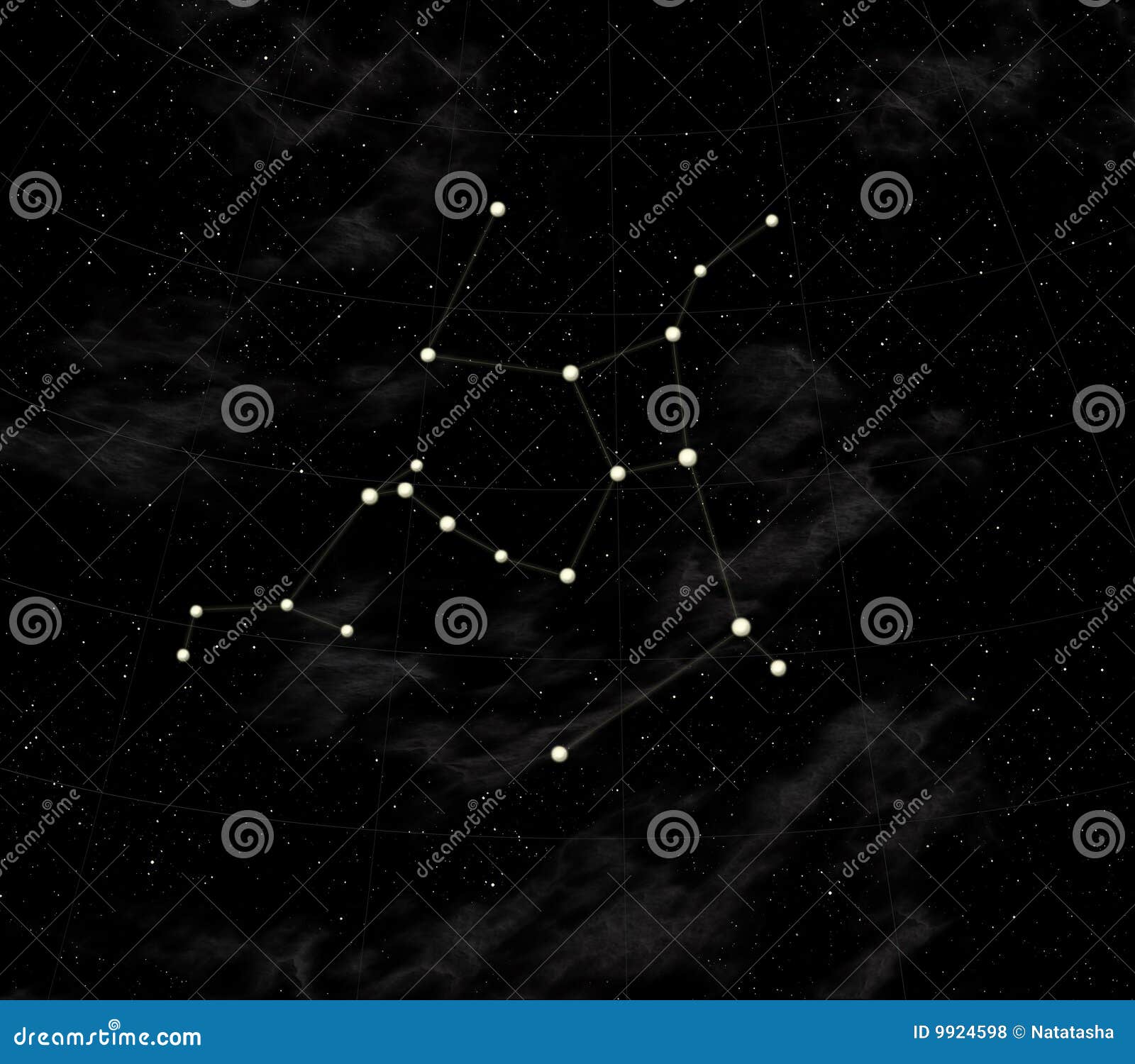 De kaart van de ster van hemel. Constellatie haver-Vlokken, die in de hemisfeer van het Noorden van hemel wordt gevestigd. Klaarblijkelijk op al grondgebied van Rusland.