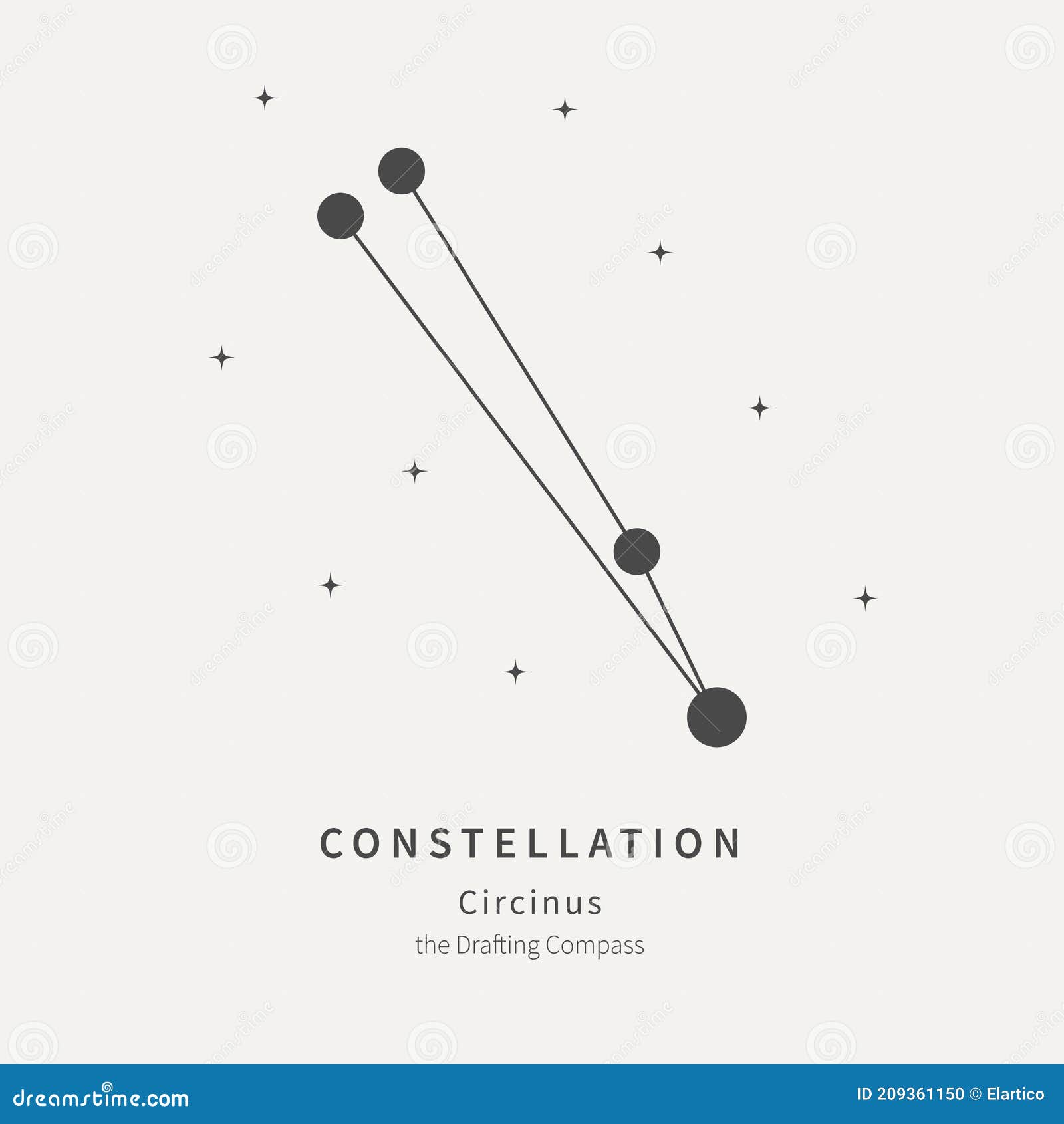 The Constellation of Circinus. the Drafting Compass Linear Icon