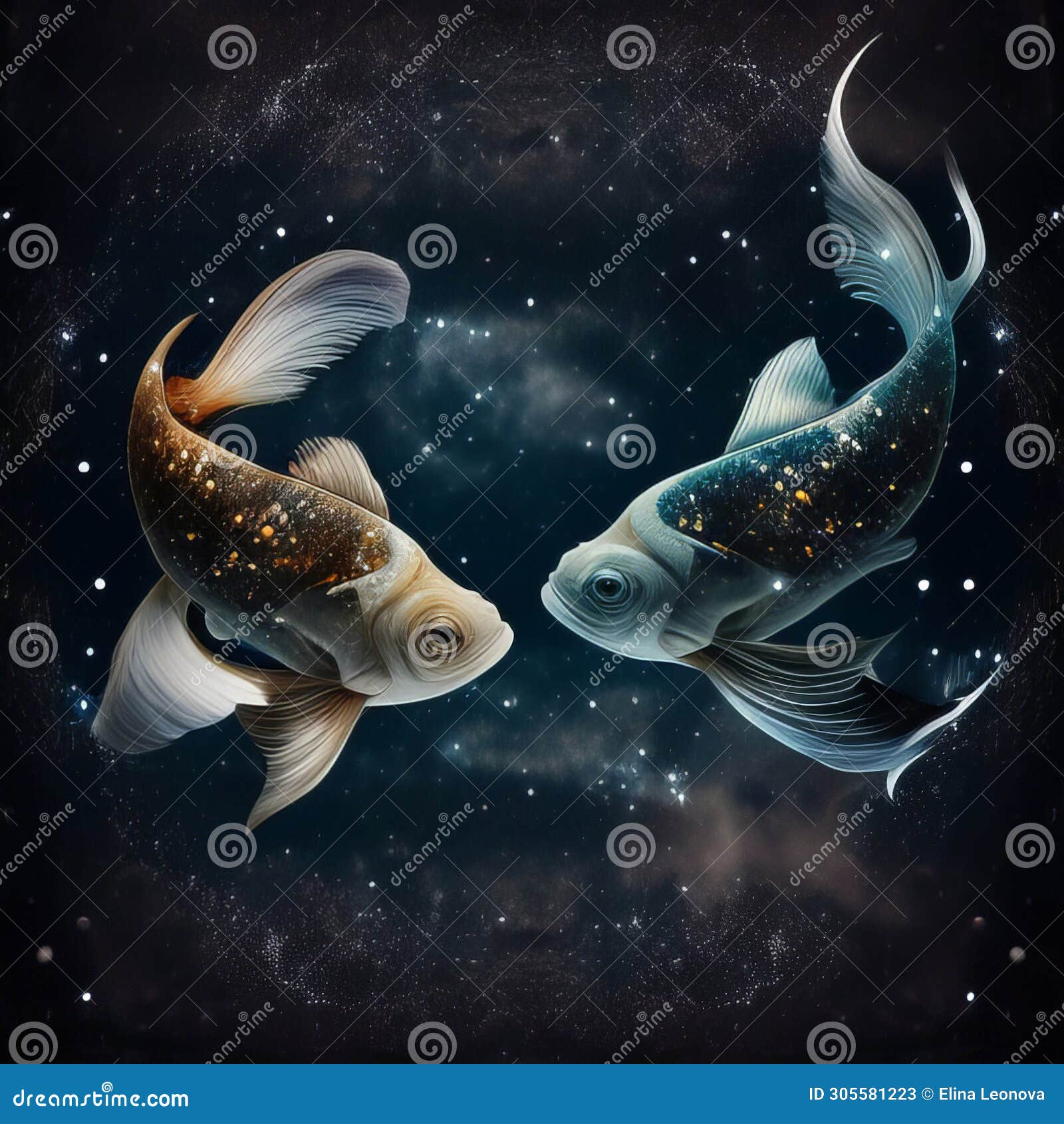 constellation pisces, zodiac. fishes. ai generative. march