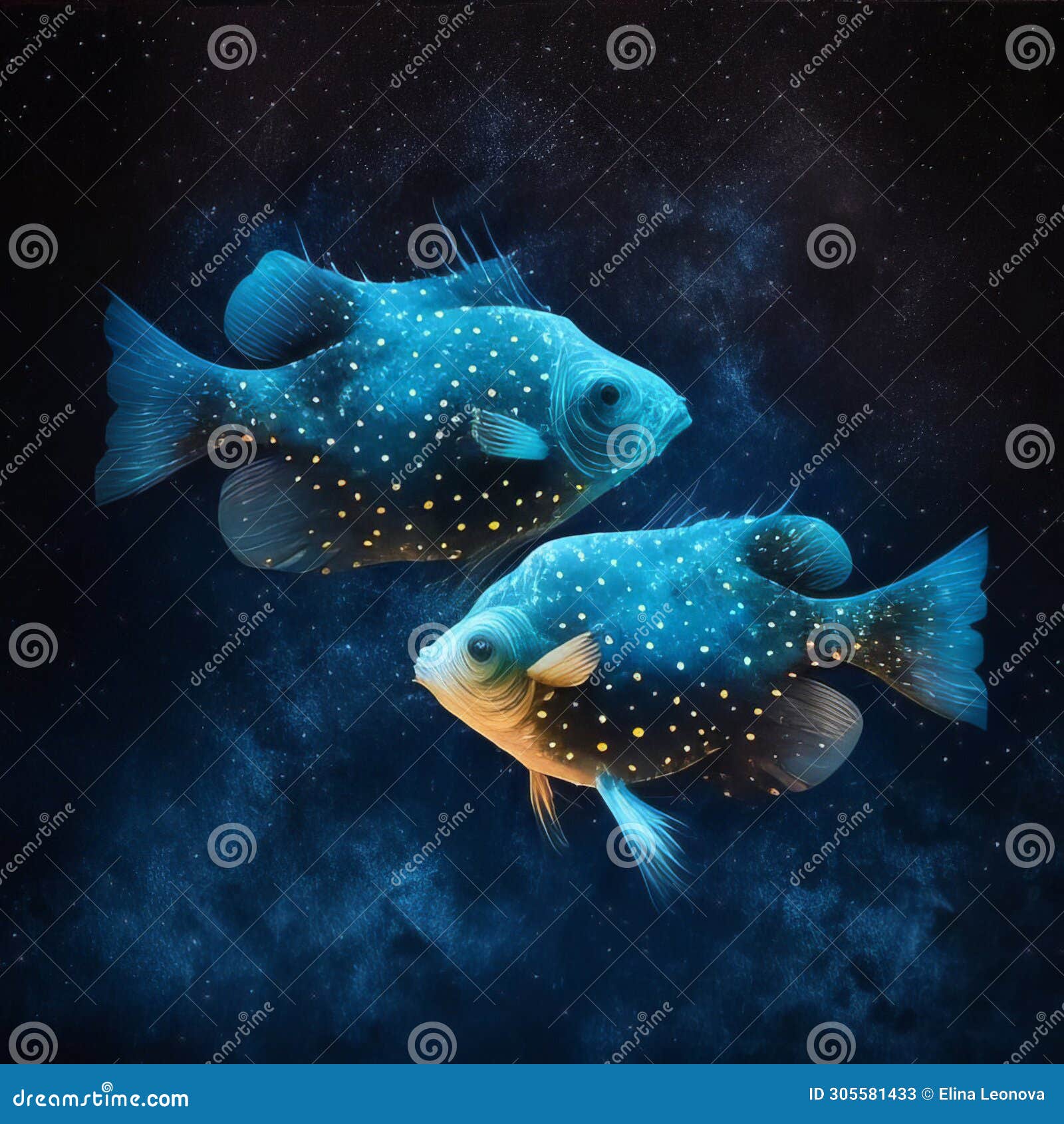 constellation pisces, zodiac. fishes. ai generative. march