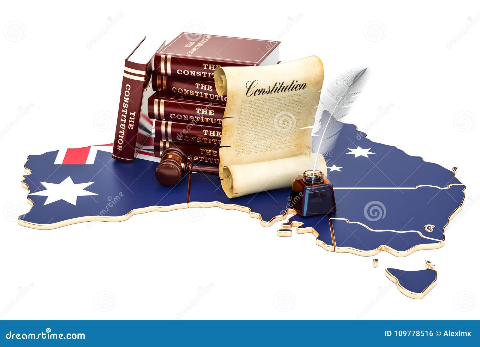 Constitution of Australia Concept, 3D Rendering Stock Illustration