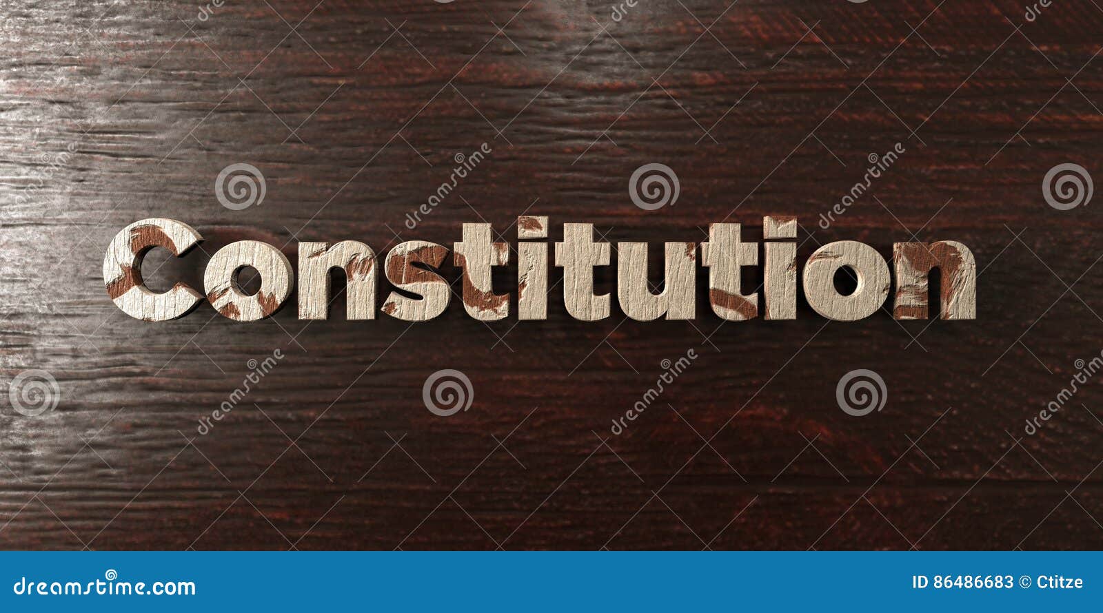Constitution Grungy Wooden Headline On Maple 3d Rendered Royalty