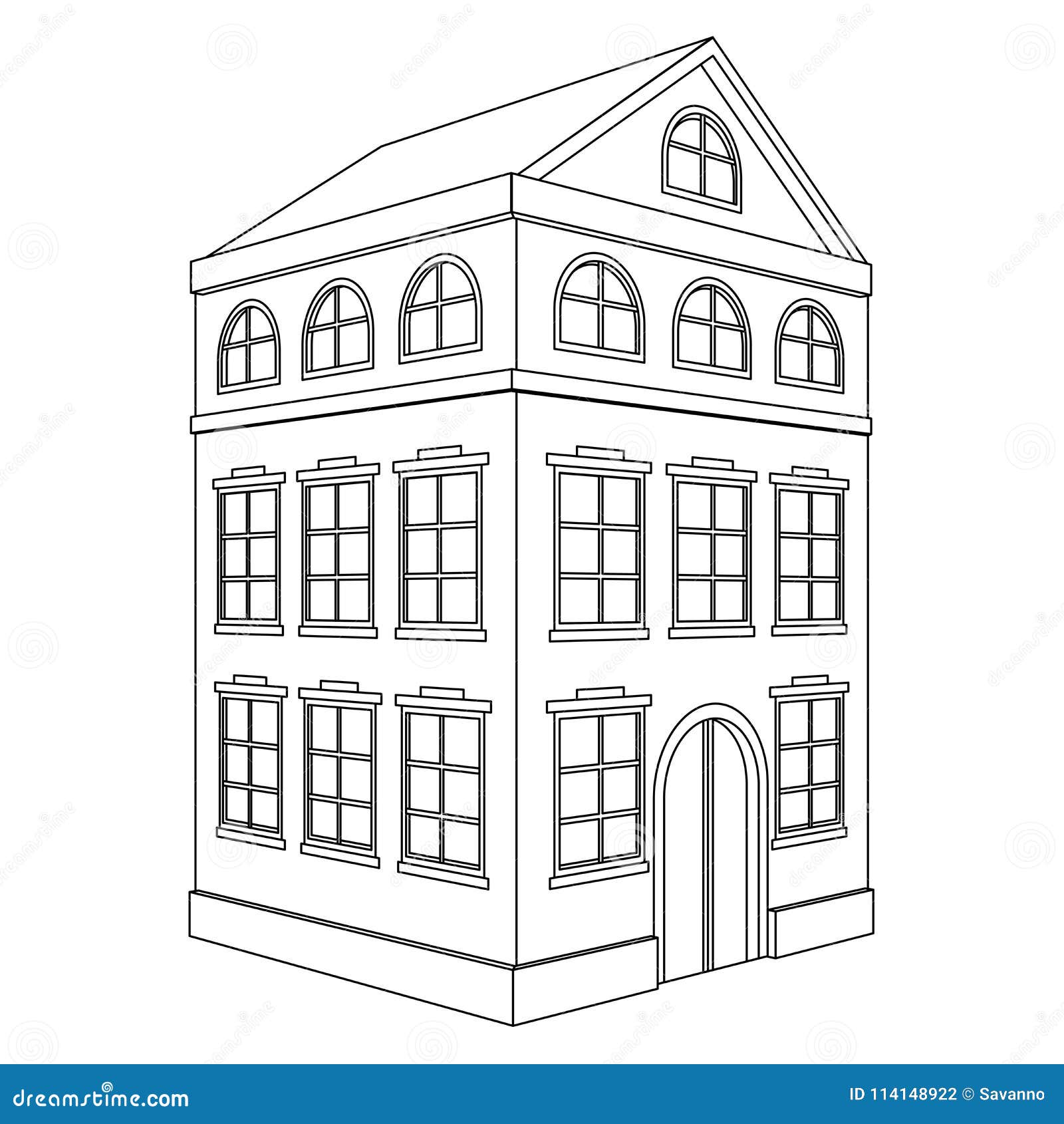 Construcción Casa Residencial, 3 Pisos Dibujo De Esquema Ilustración del  Vector - Ilustración de apartamento, casa: 114148922
