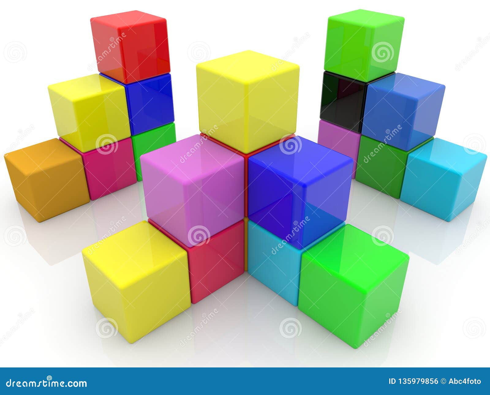 Construcciones Apiladas De Los Cubos Del Diversos Colores Stock de ilustración - Ilustración de idea: 135979856