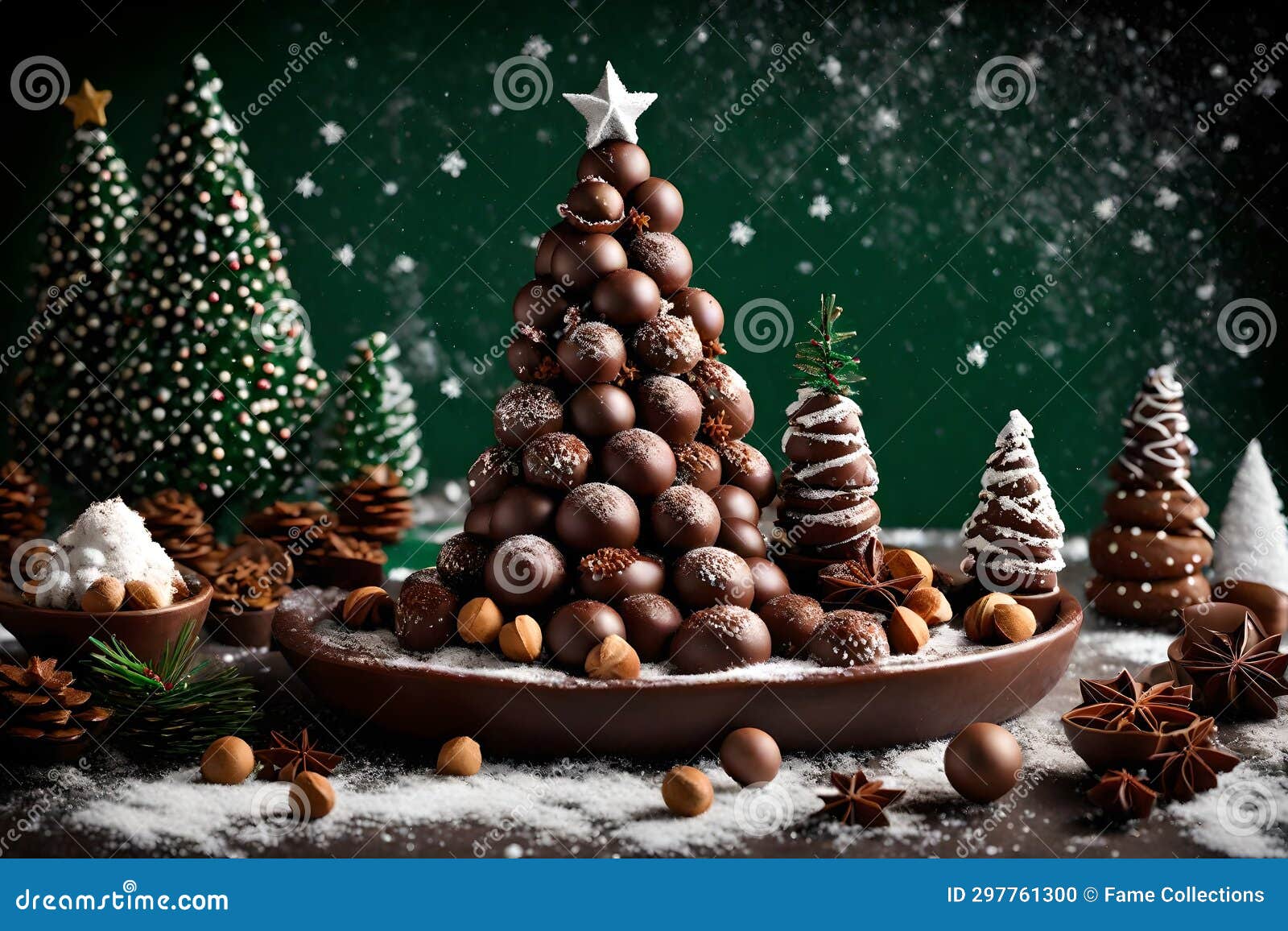 Construct a Delectable Christmas Scene Featuring a Tree Made of