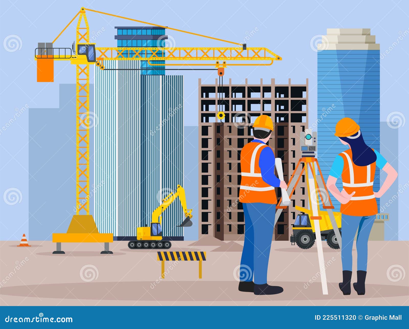 Construction Real Estate Building Project Stock Vector Illustration