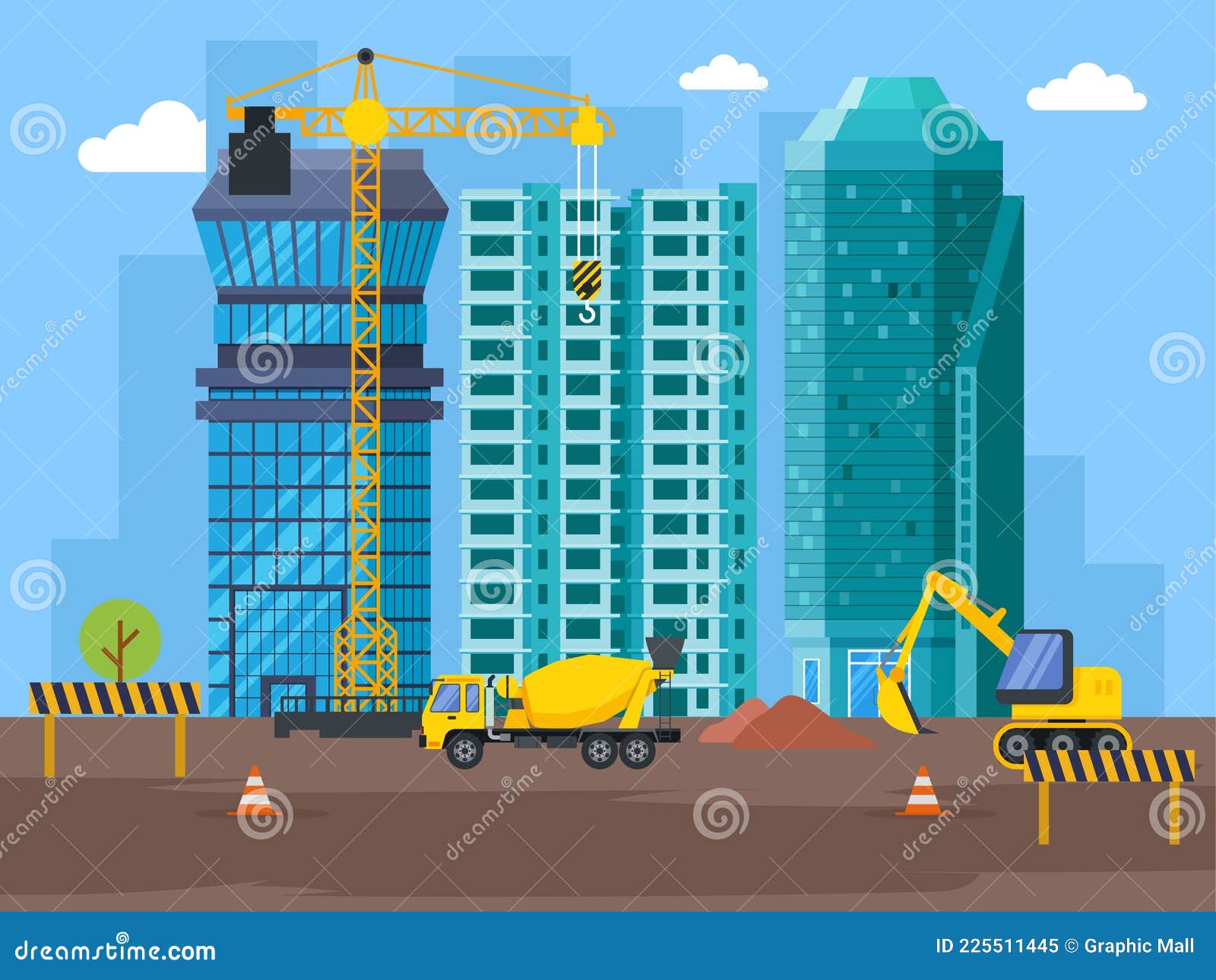 Construction Real Estate Building Project Stock Vector Illustration