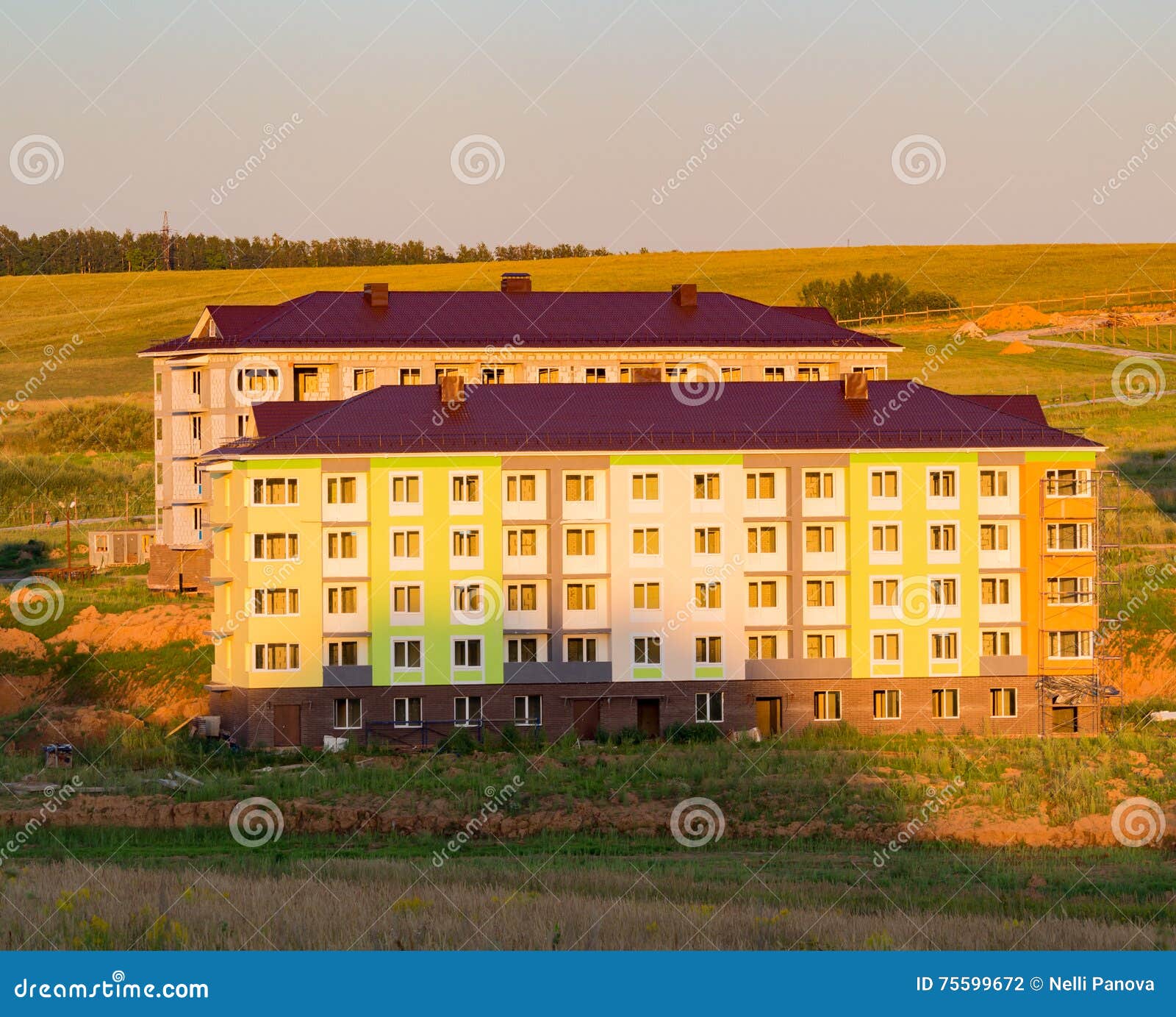 Construction of Apartment Buildings in the Country Stock Photo Image