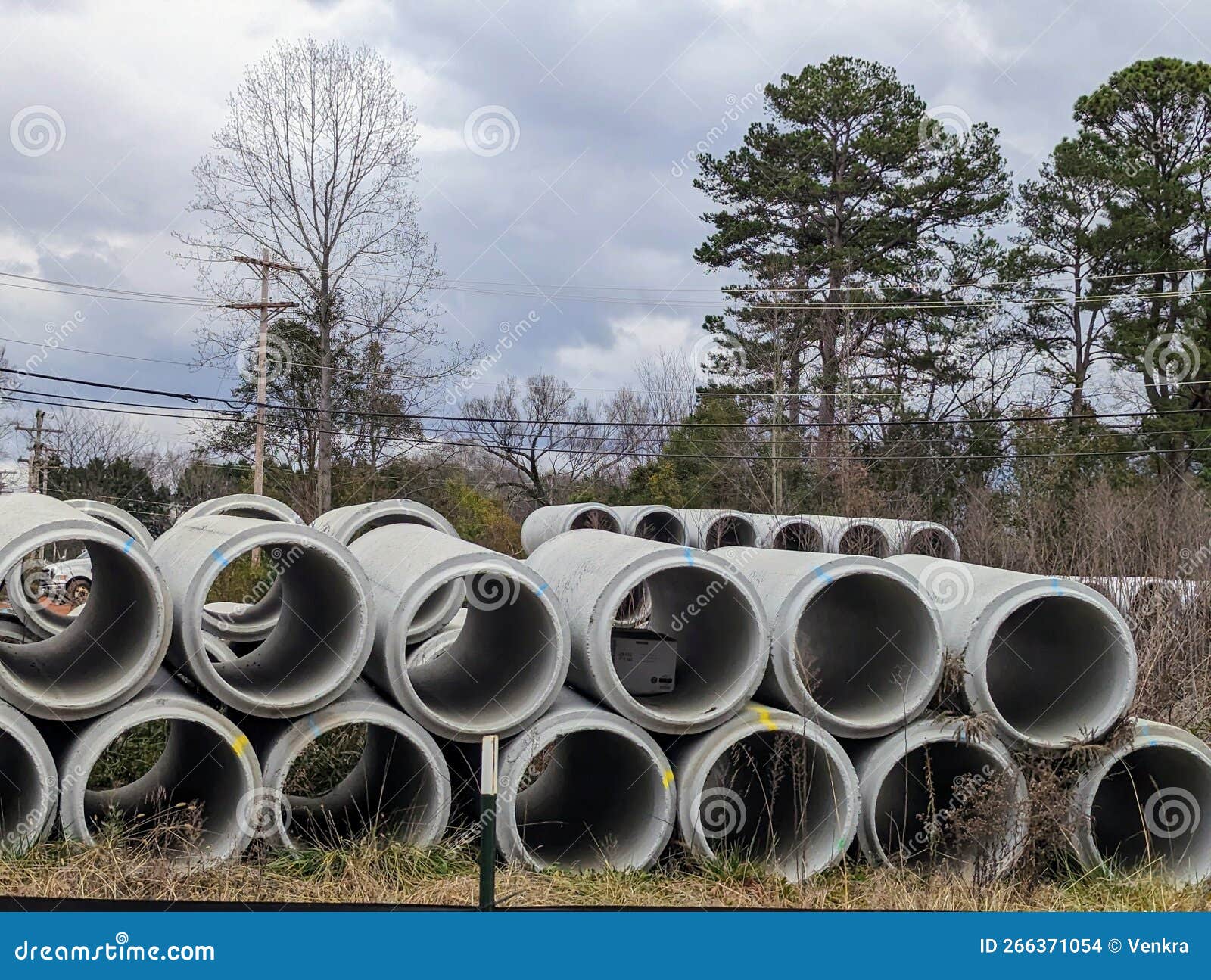 Construction Area with Drainage Cement Pipes Stock Photo Image of