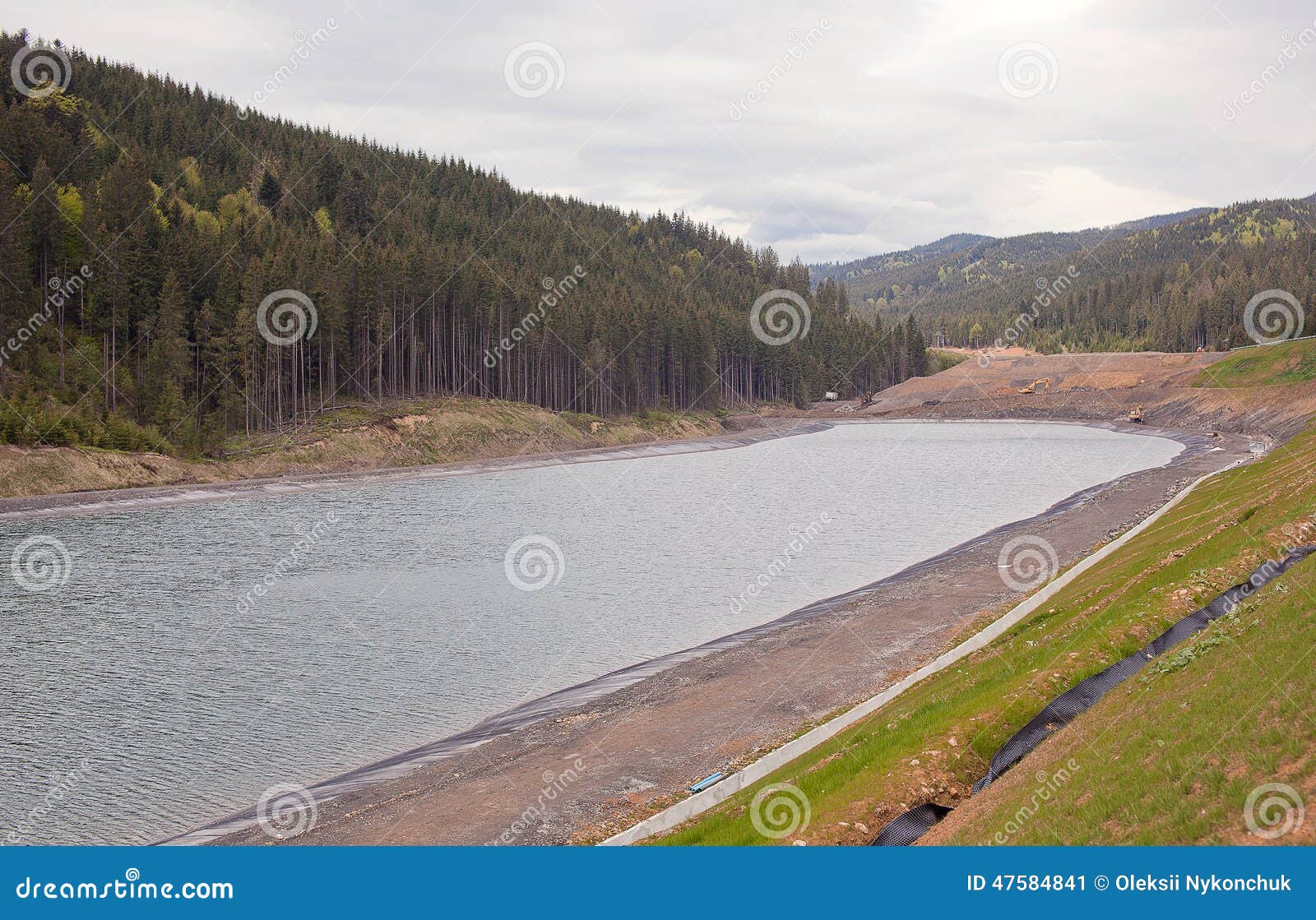 Construction of an Artificial Lake in Bukovel Stock Image Image of