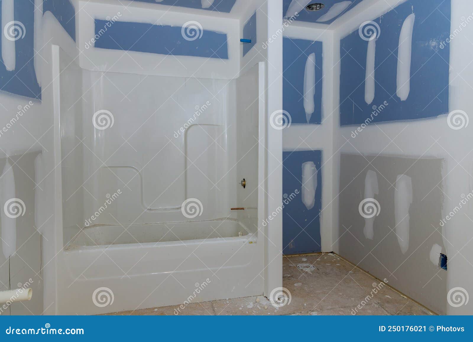 Construction of a Bathroom with a Bathtub for the New Home Stock Image