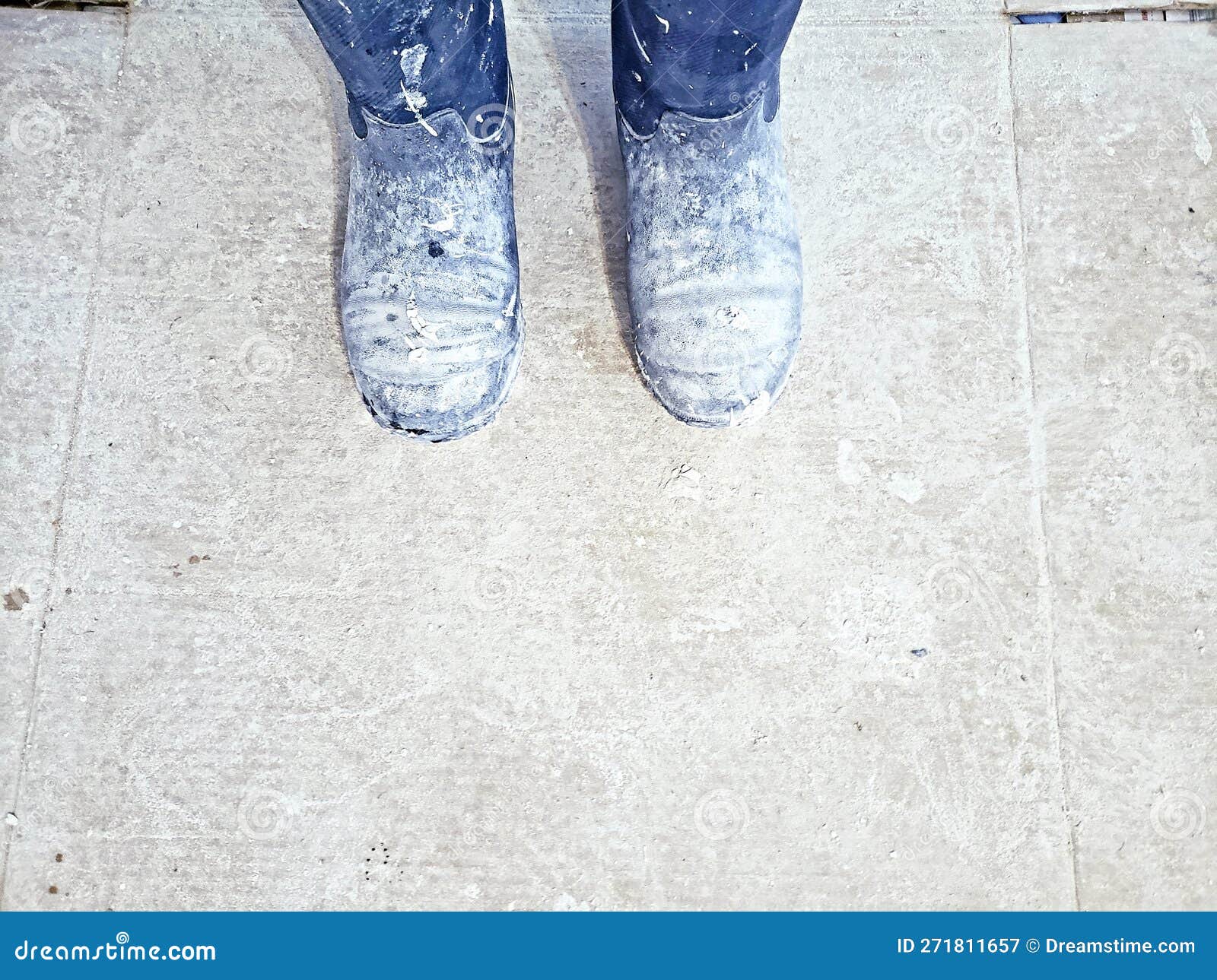 Construction Boots Covered in Drywall Dustband Joint Compound. Stock Image Image of shoe