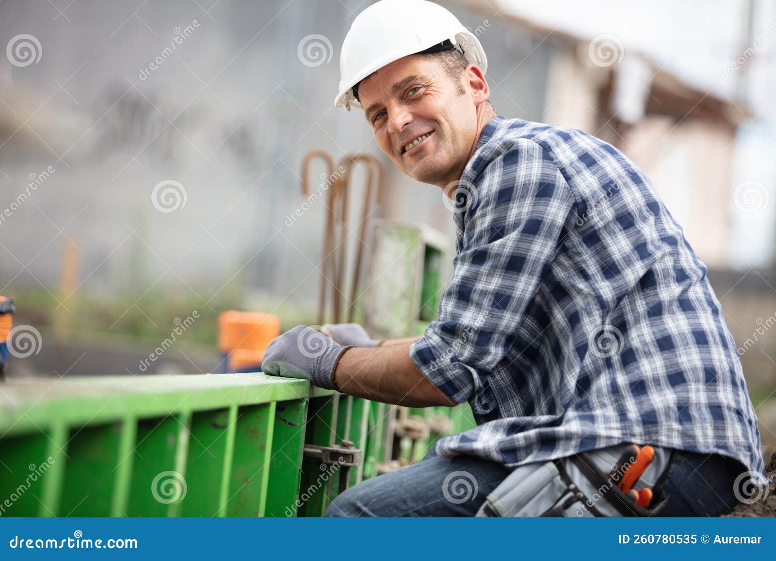 Construction Builder Working on Foundations Stock Image Image of checking, vertical 260780535