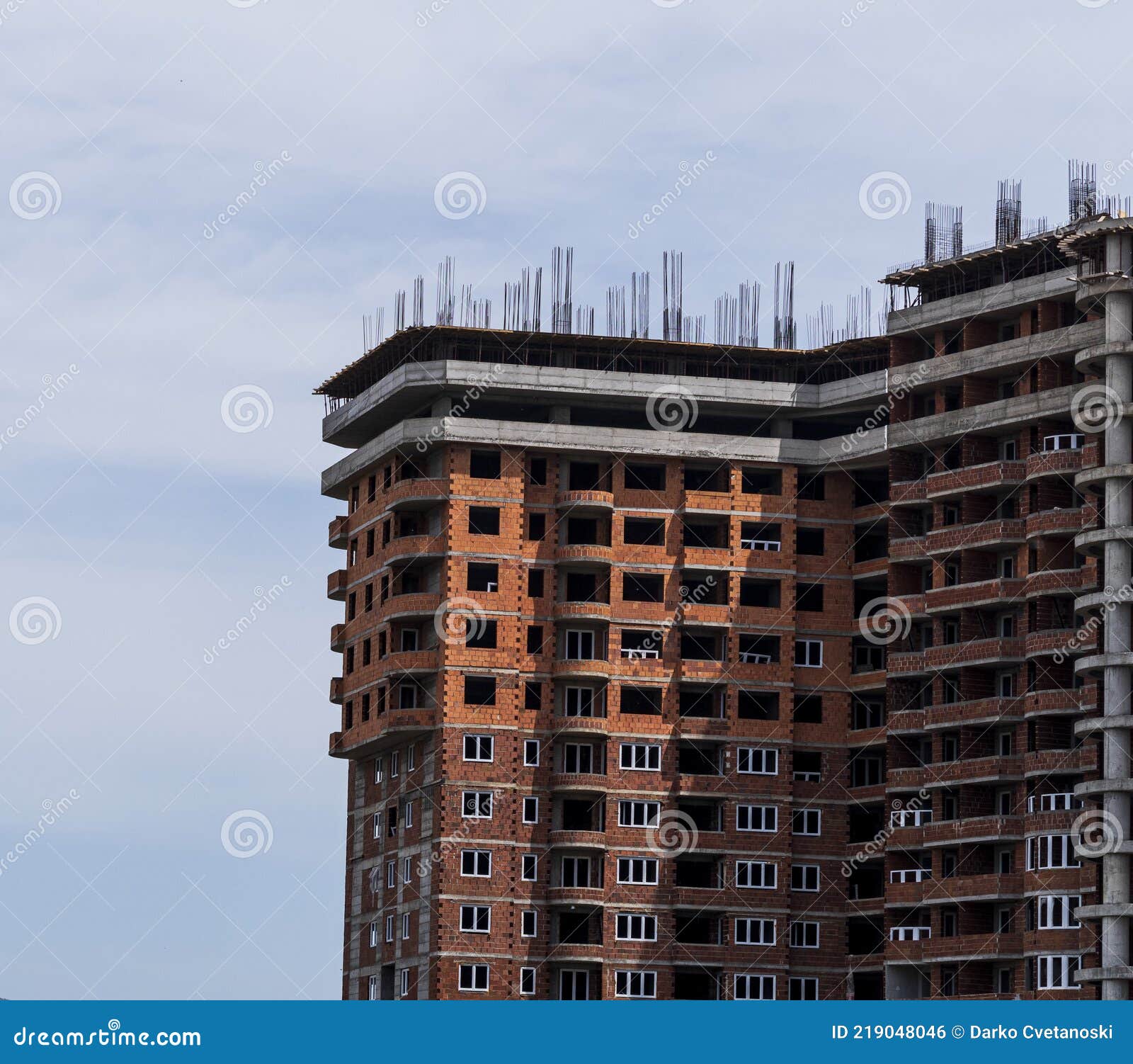 Construction of a Building with Many Living Quarters. Stock Photo
