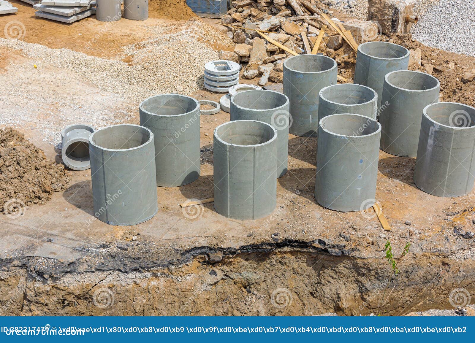 Construction Concrete Rings for Laying Pipes Stock Image Image of concrete, circular 282317479
