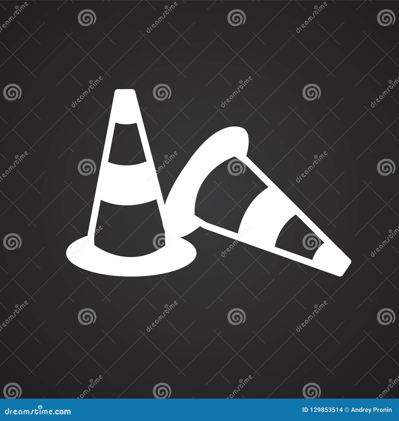 construction cone on black background