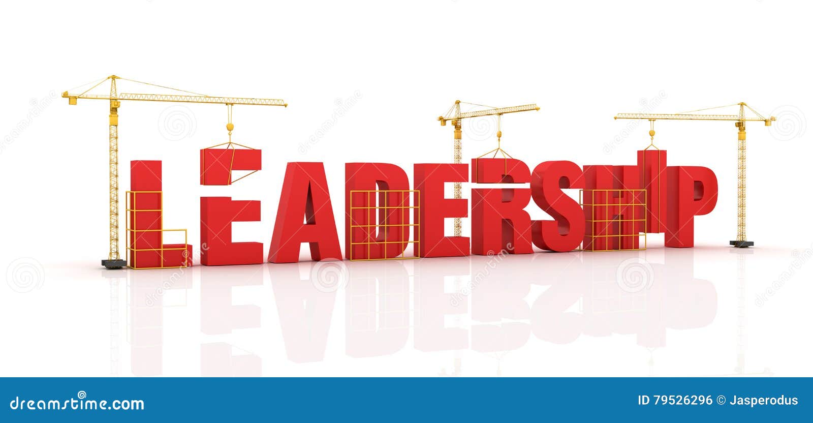 Construction Crane Building Leadership 3D Word Stock Illustration