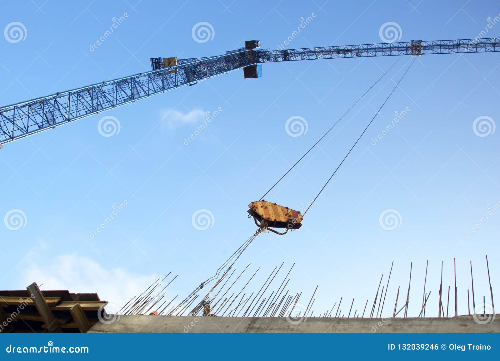 Construction Crane Lifts the Load Stock Photo Image of engineering