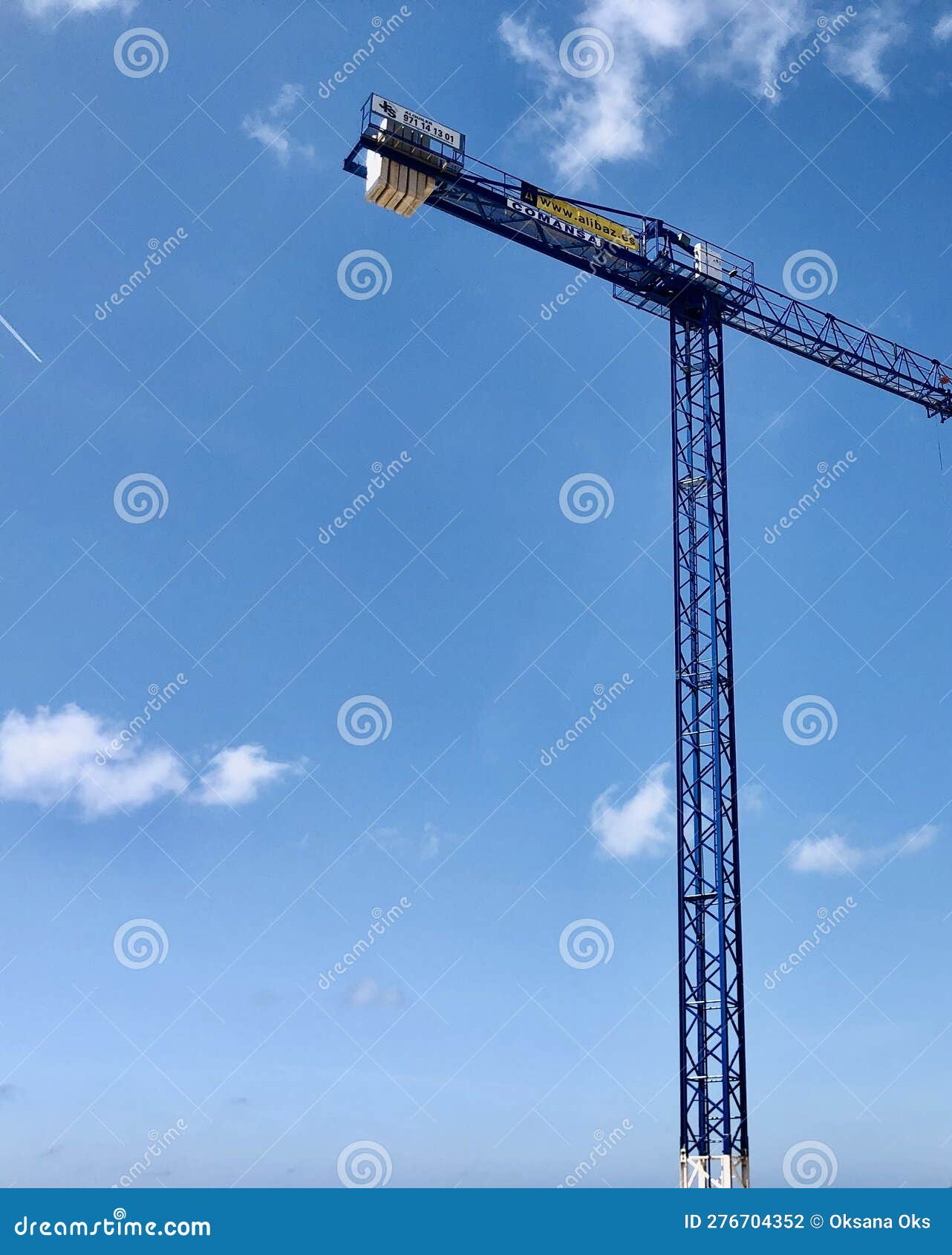crane  in the blue sky background.