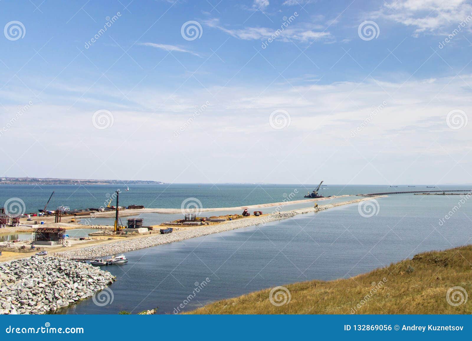 Construction of the Crimean Bridge in Kerch Stock Photo Image of port