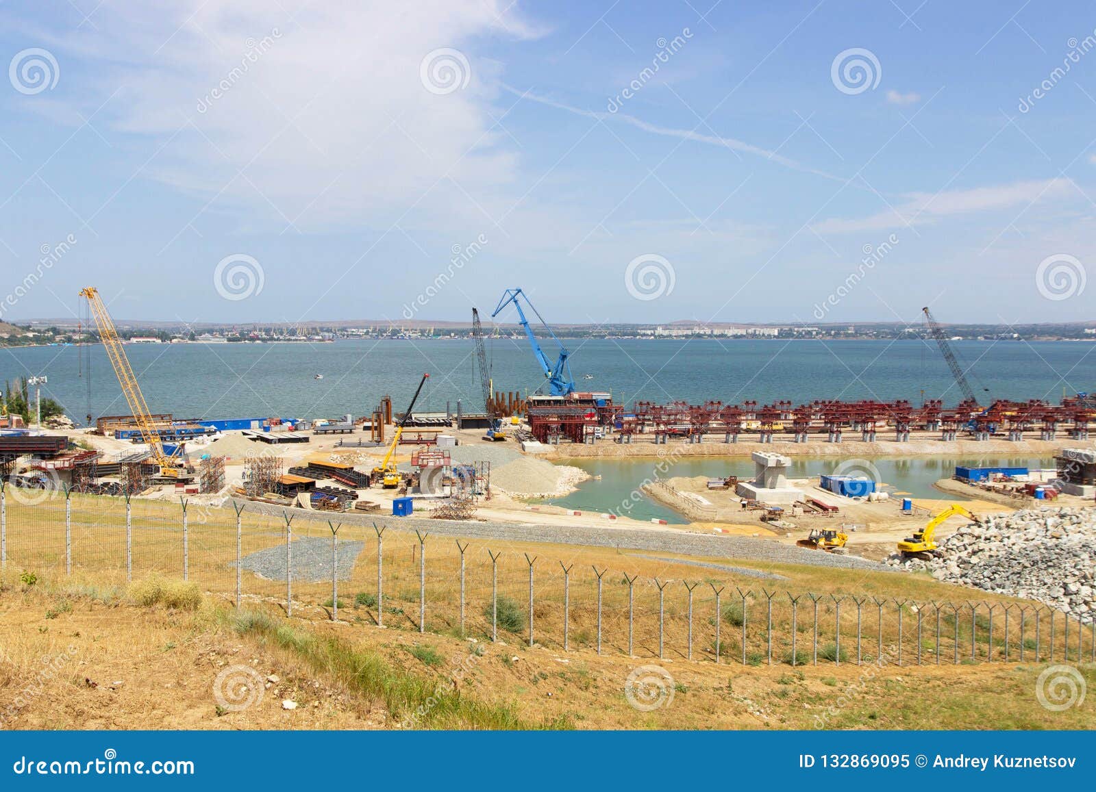 Construction of the Crimean Bridge in Kerch Stock Image Image of