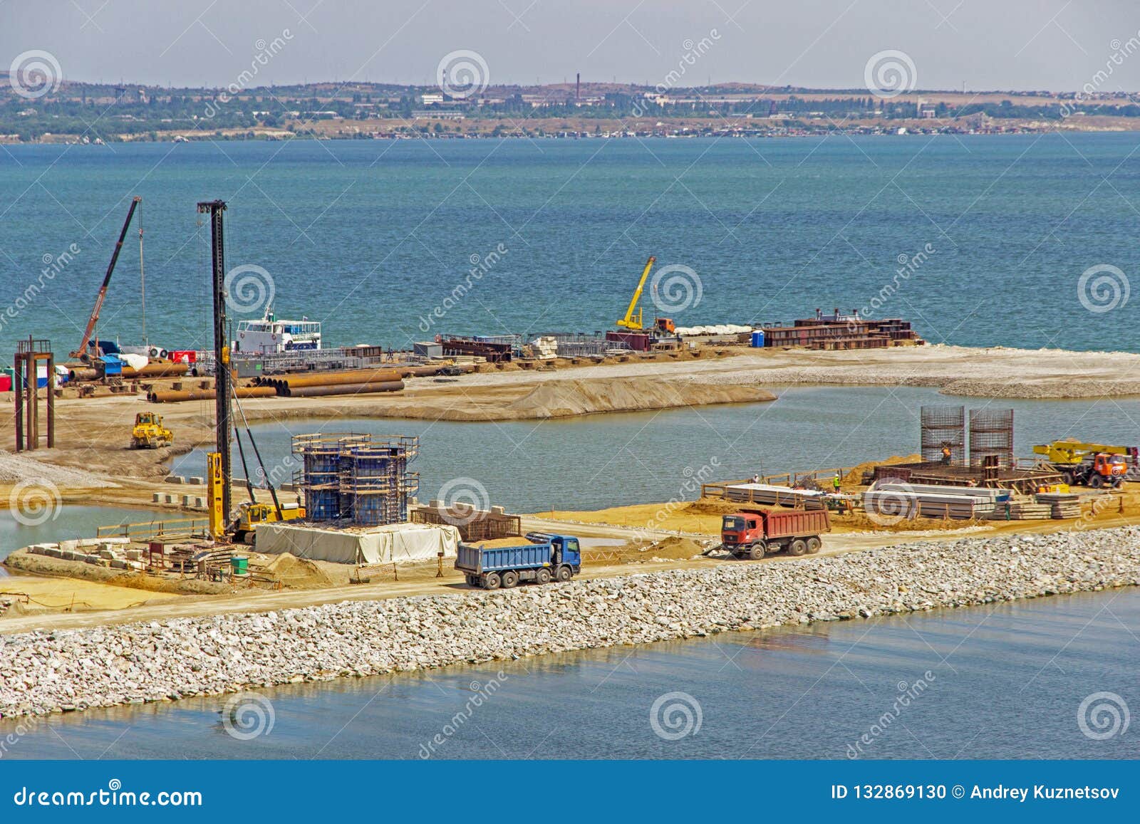 Construction of the Crimean Bridge in Kerch Stock Photo Image of