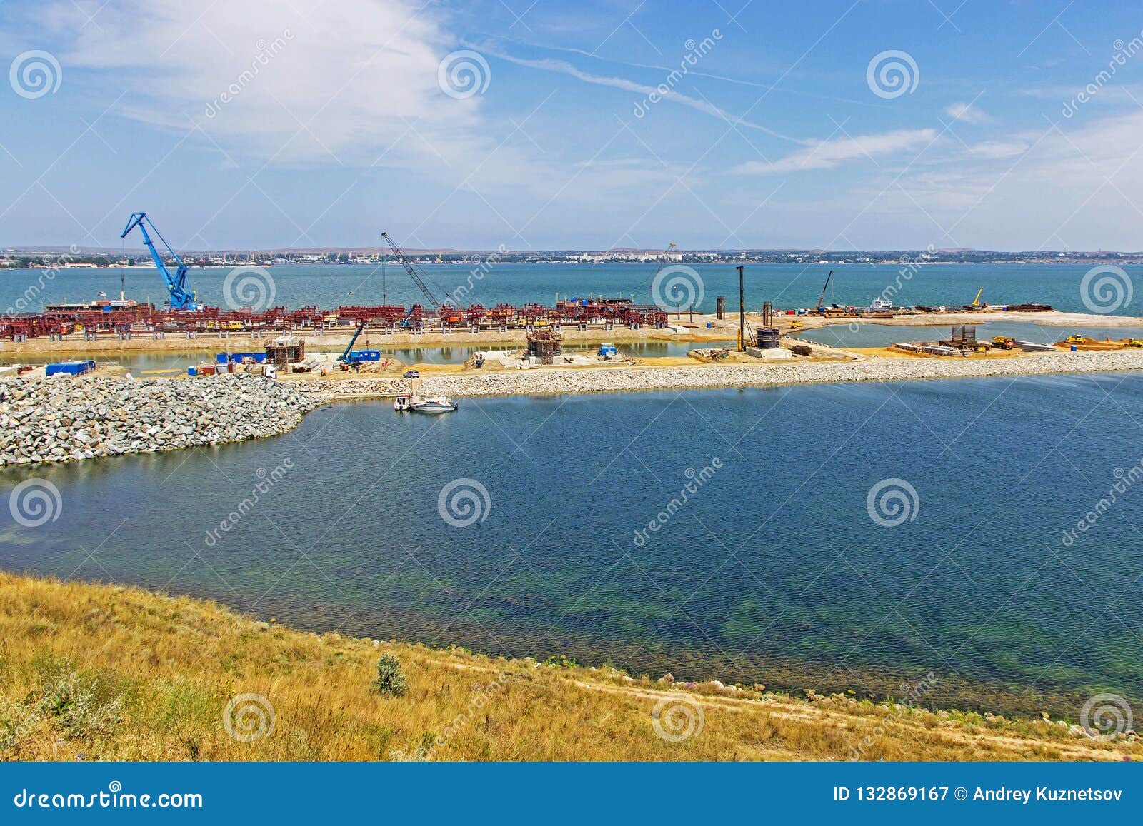 Construction of the Crimean Bridge in Kerch Stock Image Image of