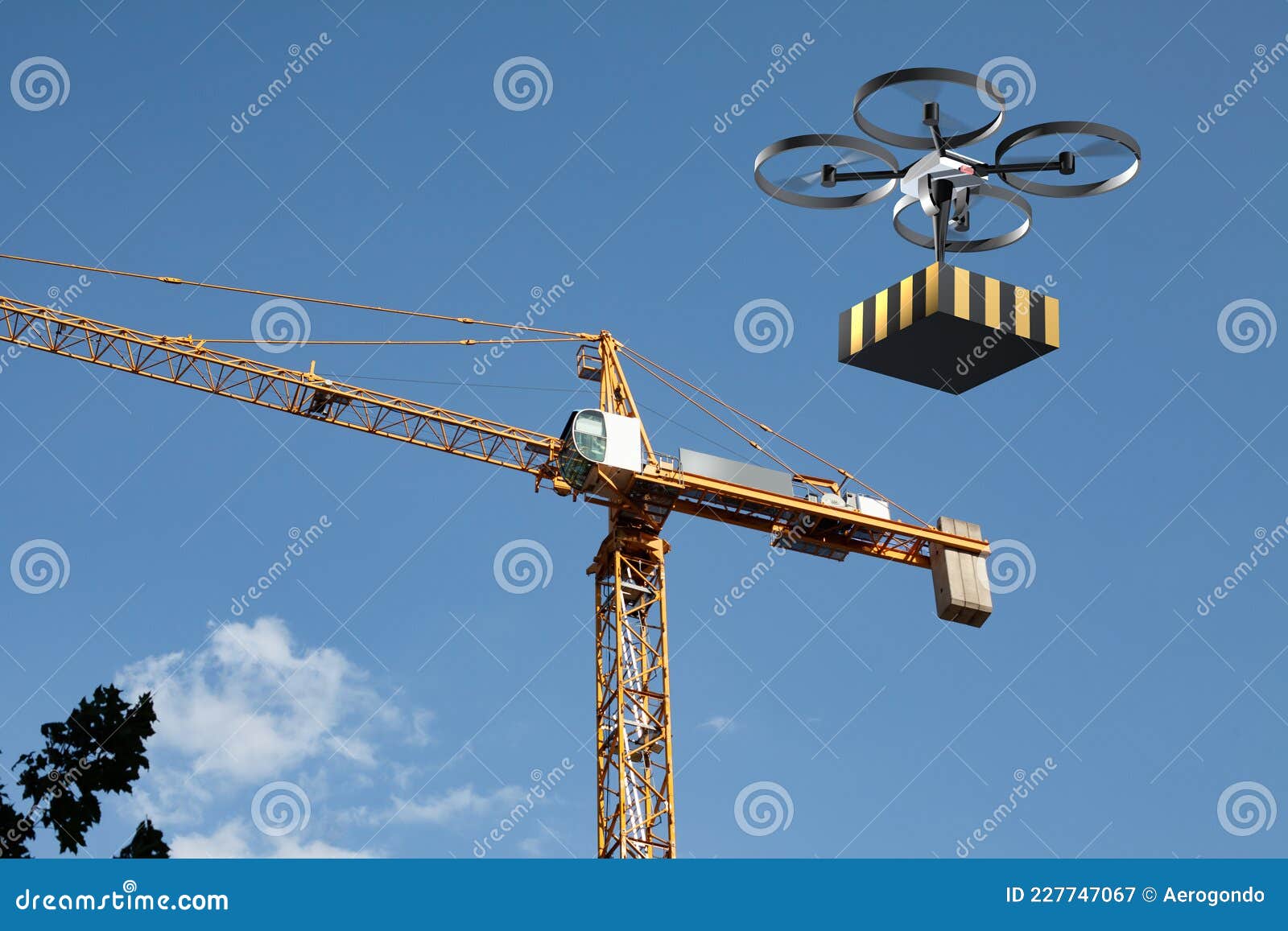 Construction Drone Lifting Weight in Air Stock Image Image of