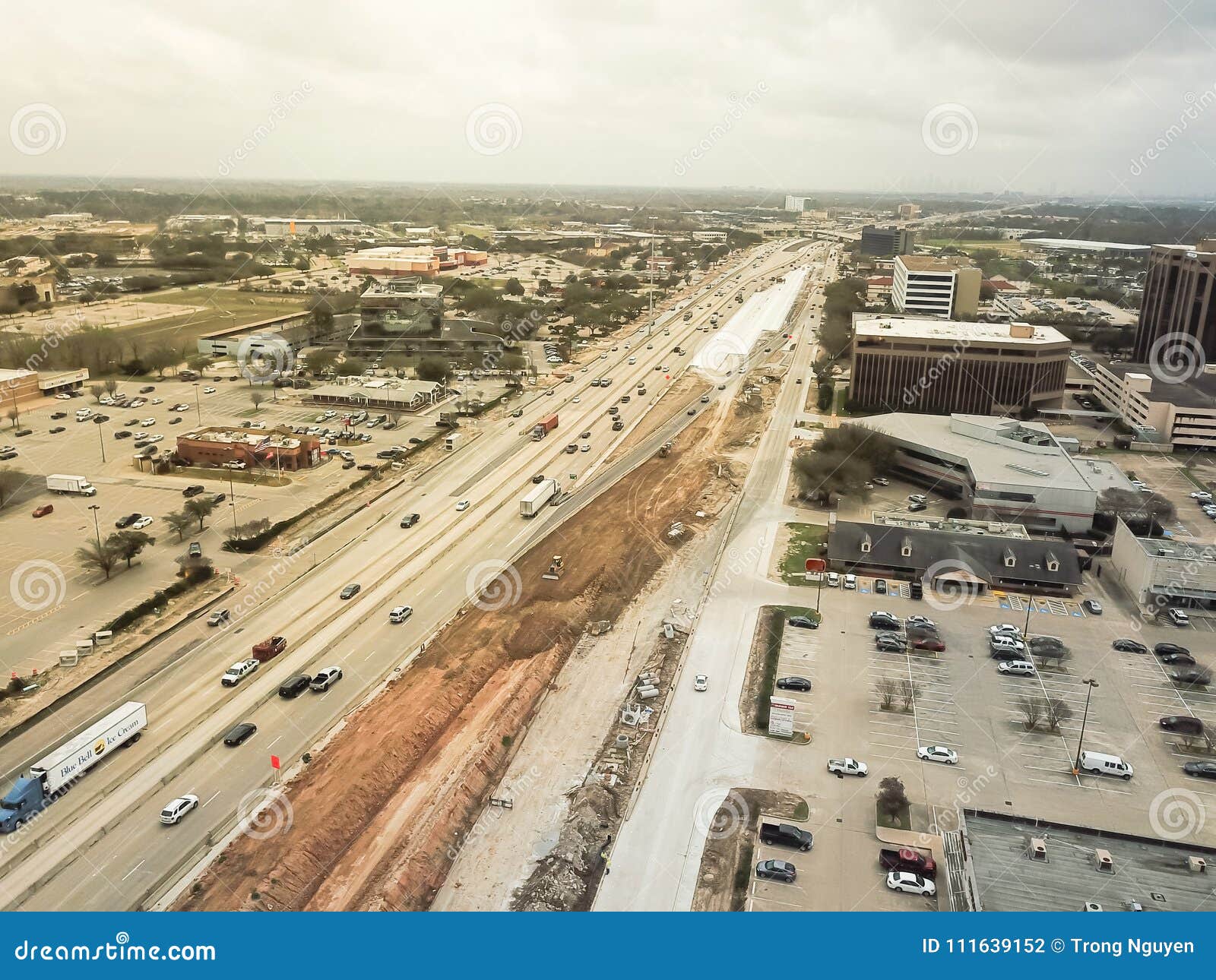 Construction of Elevated Highway in Progress in Houston, Texas, Stock