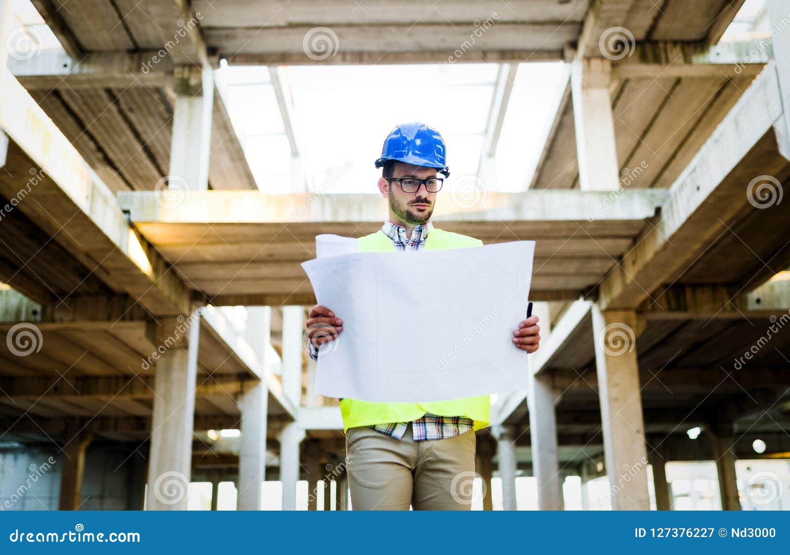 Construction Foreman on the Job Site Stock Image Image of engineer