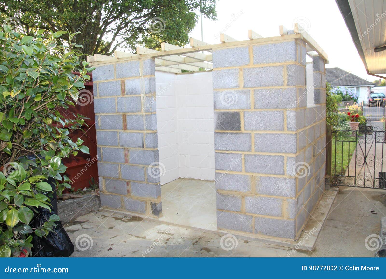 Construction of a Garden Shed Stock Photo - Image of brickwork, brick