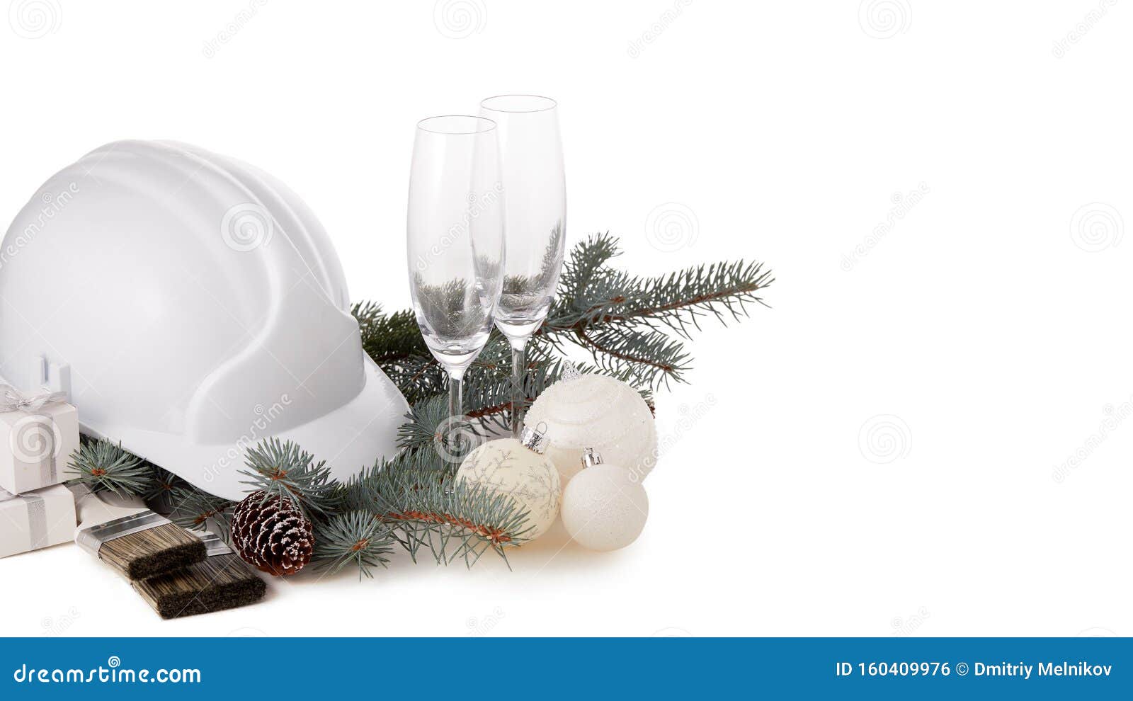 Construction Hard Hat and Christmas Stock Photo Image of concept