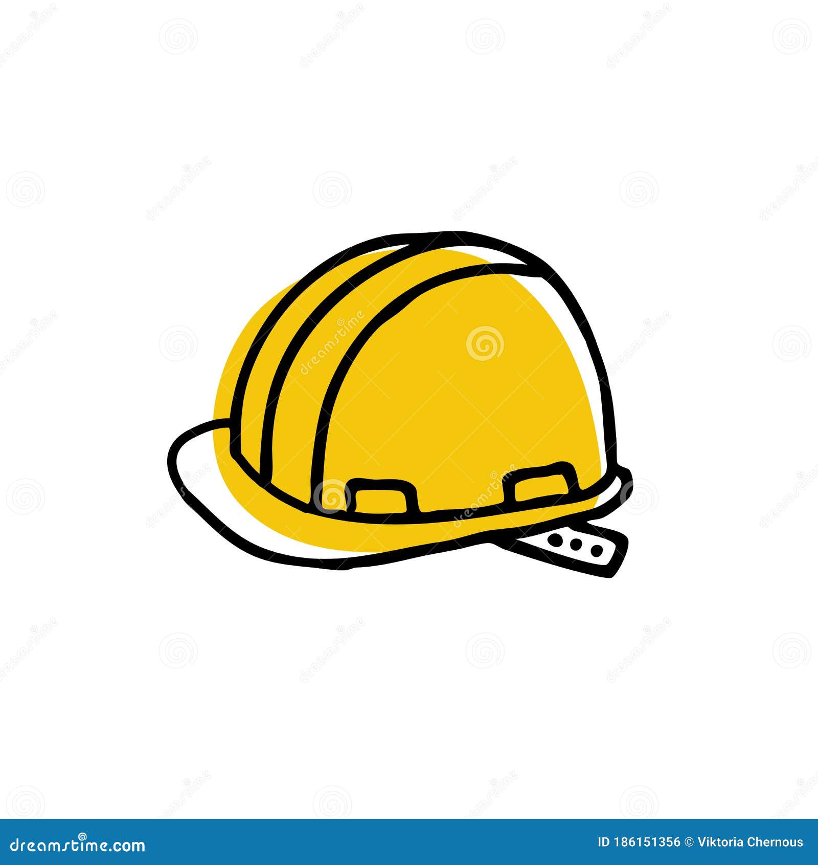 Construction Helmet Doodle Icon, Vector Illustration Stock Illustration