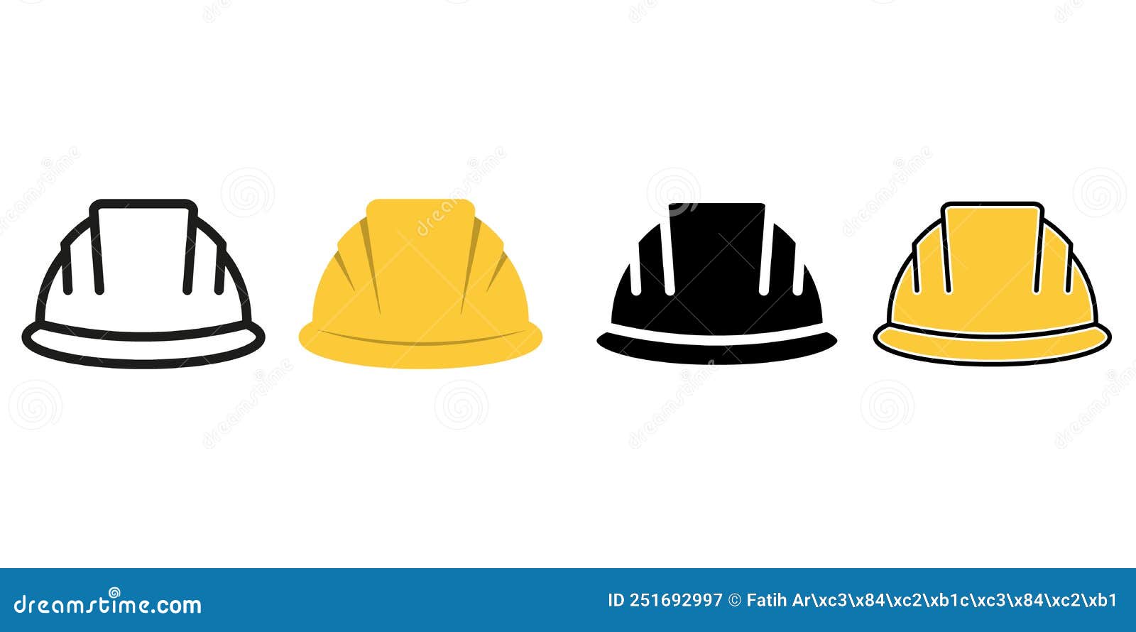 Construction Helmet Icon Set. Vector Illustration Isolated on White