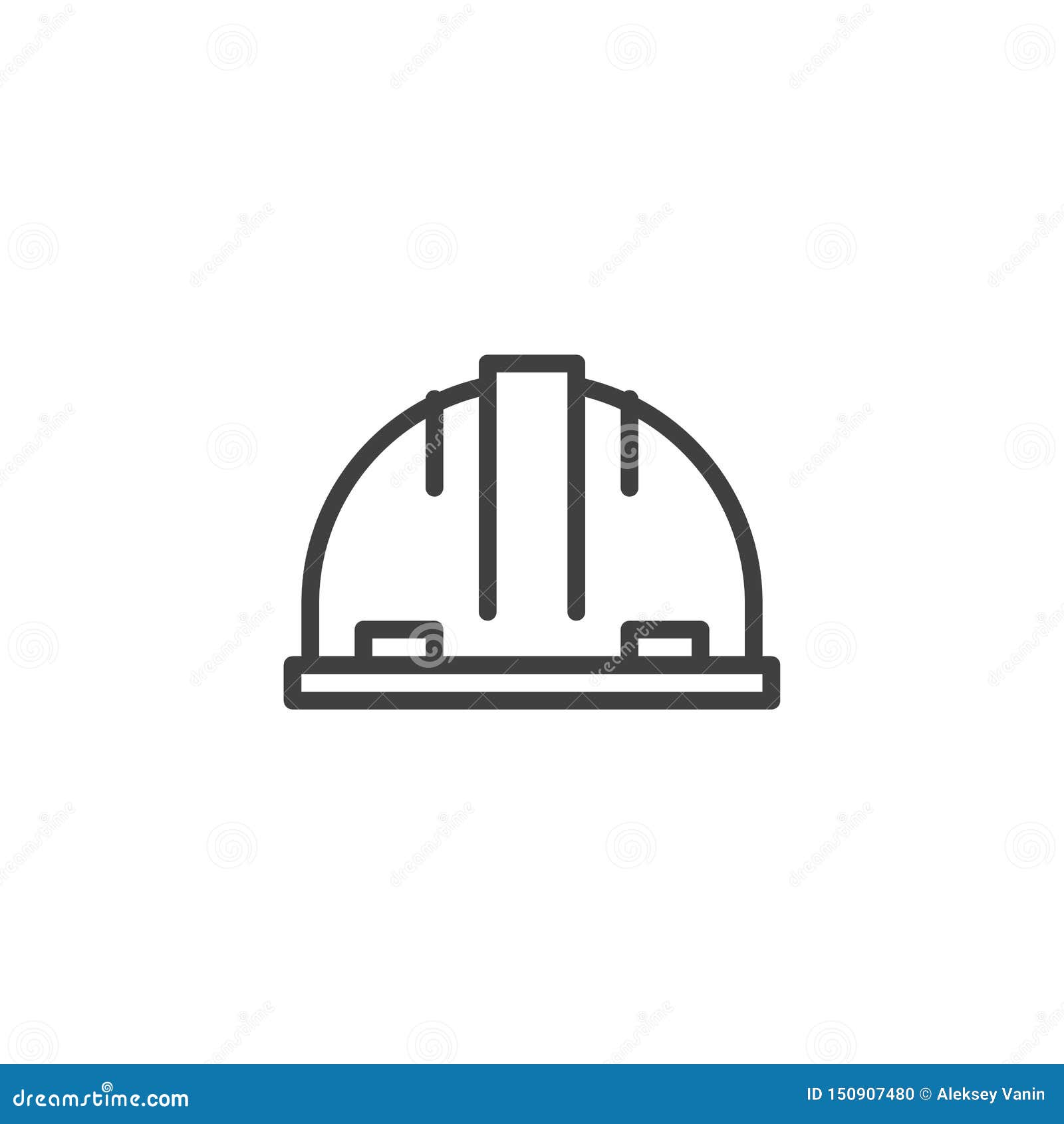 Construction Helmet Line Icon Stock Vector Illustration Of Protection