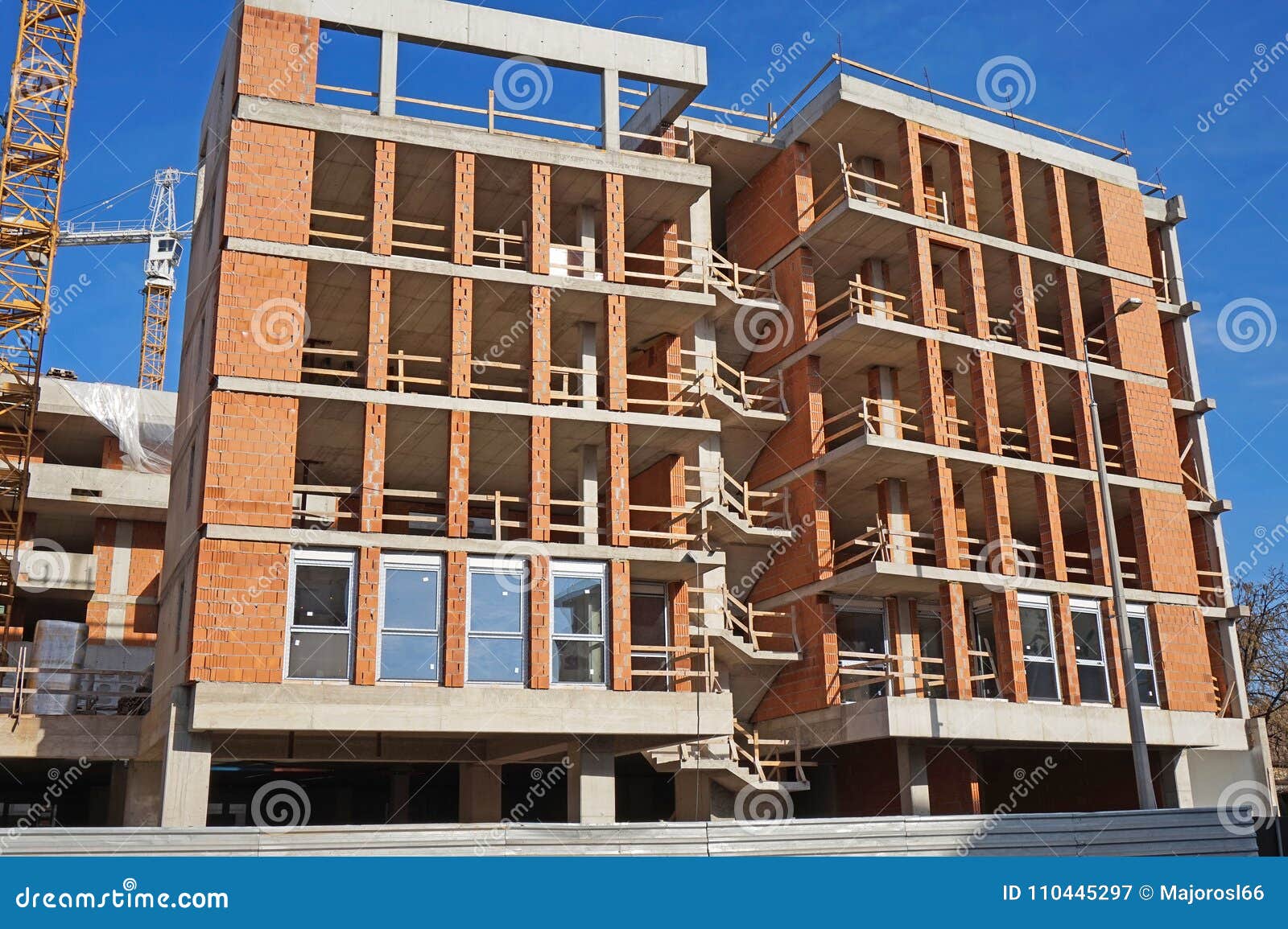 Construction of a High Apartment Building Stock Image Image of