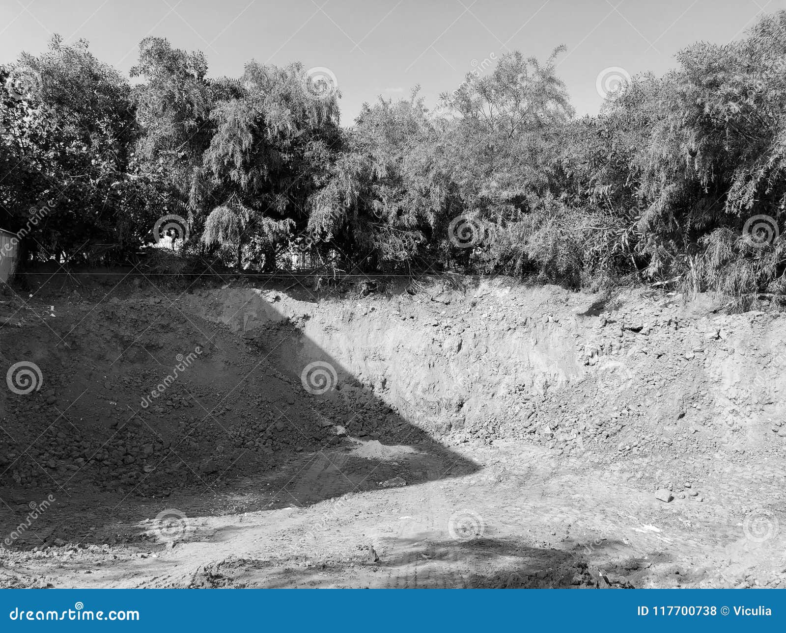 Construction of an Industrial Building Deep Foundation Pit Stock Photo