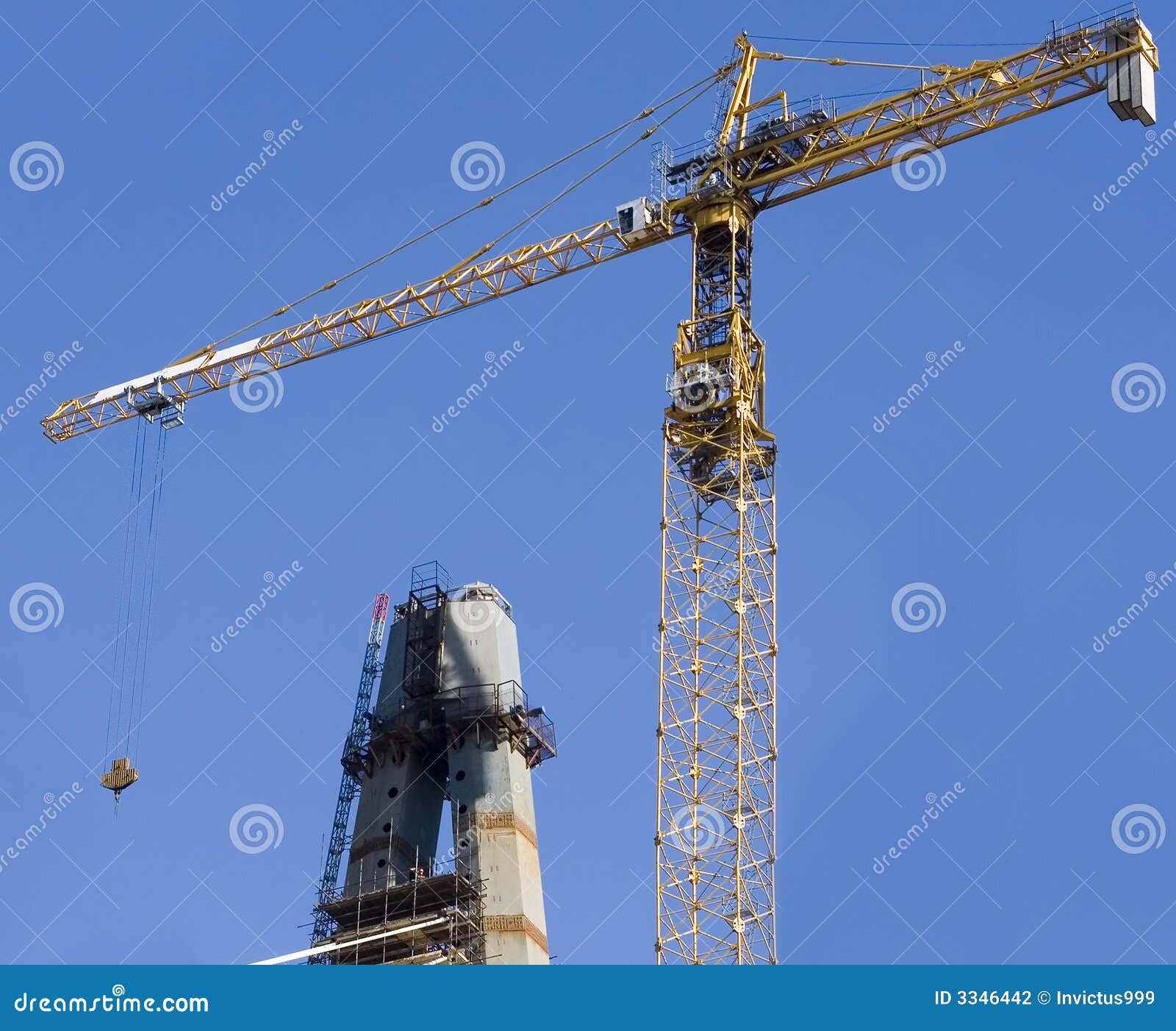 Construction Industrial Worker Operating Hoisting Process Of Concrete