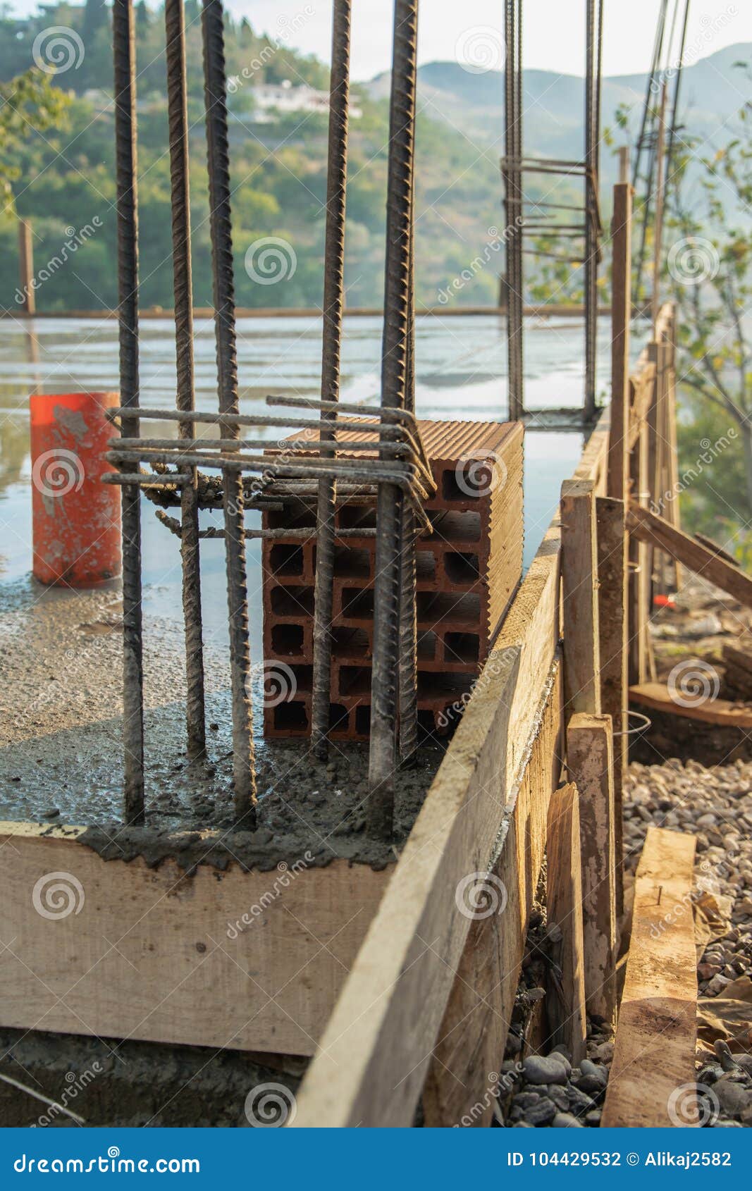 Construction Site Iron for the Pillars Stock Photo Image of block