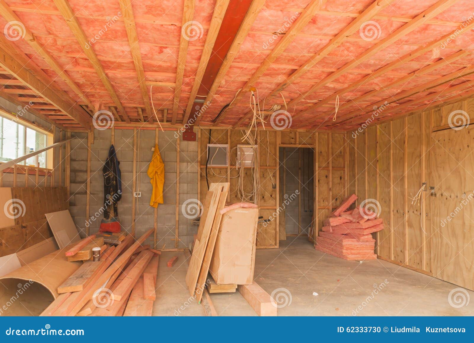Construction Insulation Of The Ceiling In The Garage Stock