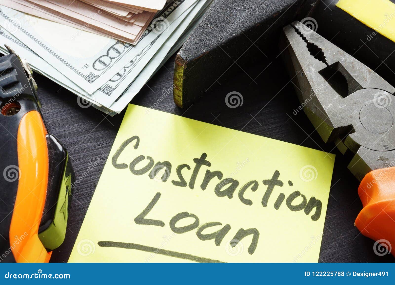 Construction Loan Concept. Cash And Tools. Stock Photo Image of lease, loan 122225788