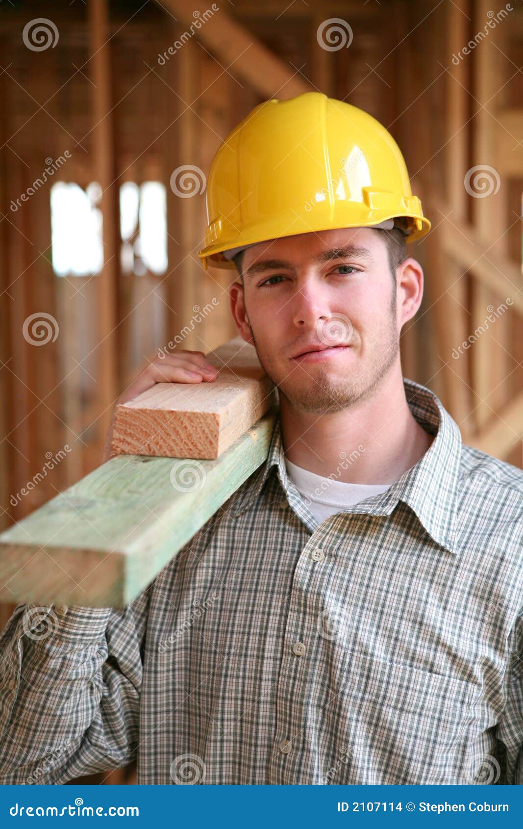 Construction Works Back Man Builder Builder Foto stock 2219154725